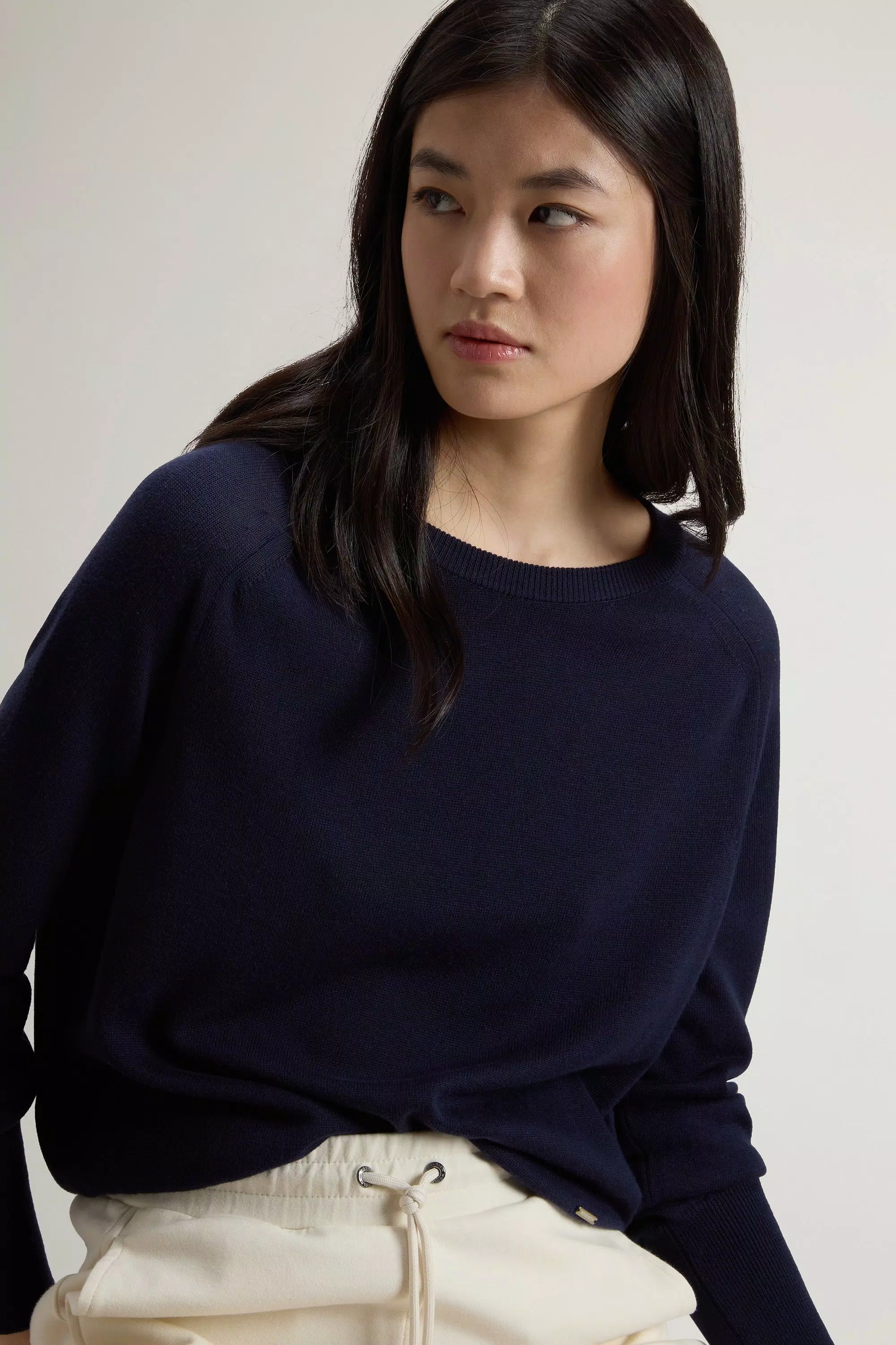 Sudadera con cuello redondo de mezcla de algodón - Azul Melton