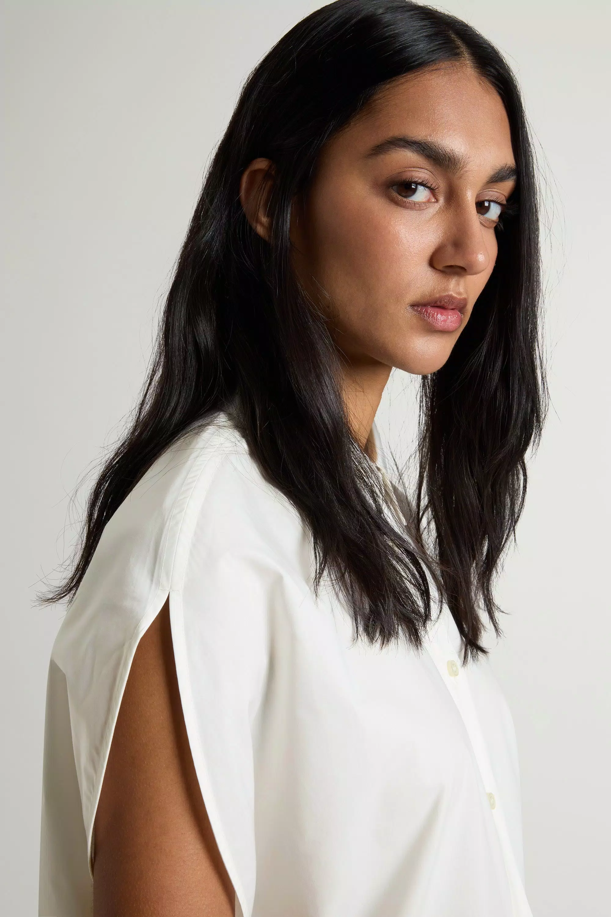 Blusa de popelín de algodón puro - Blanco Ártico
