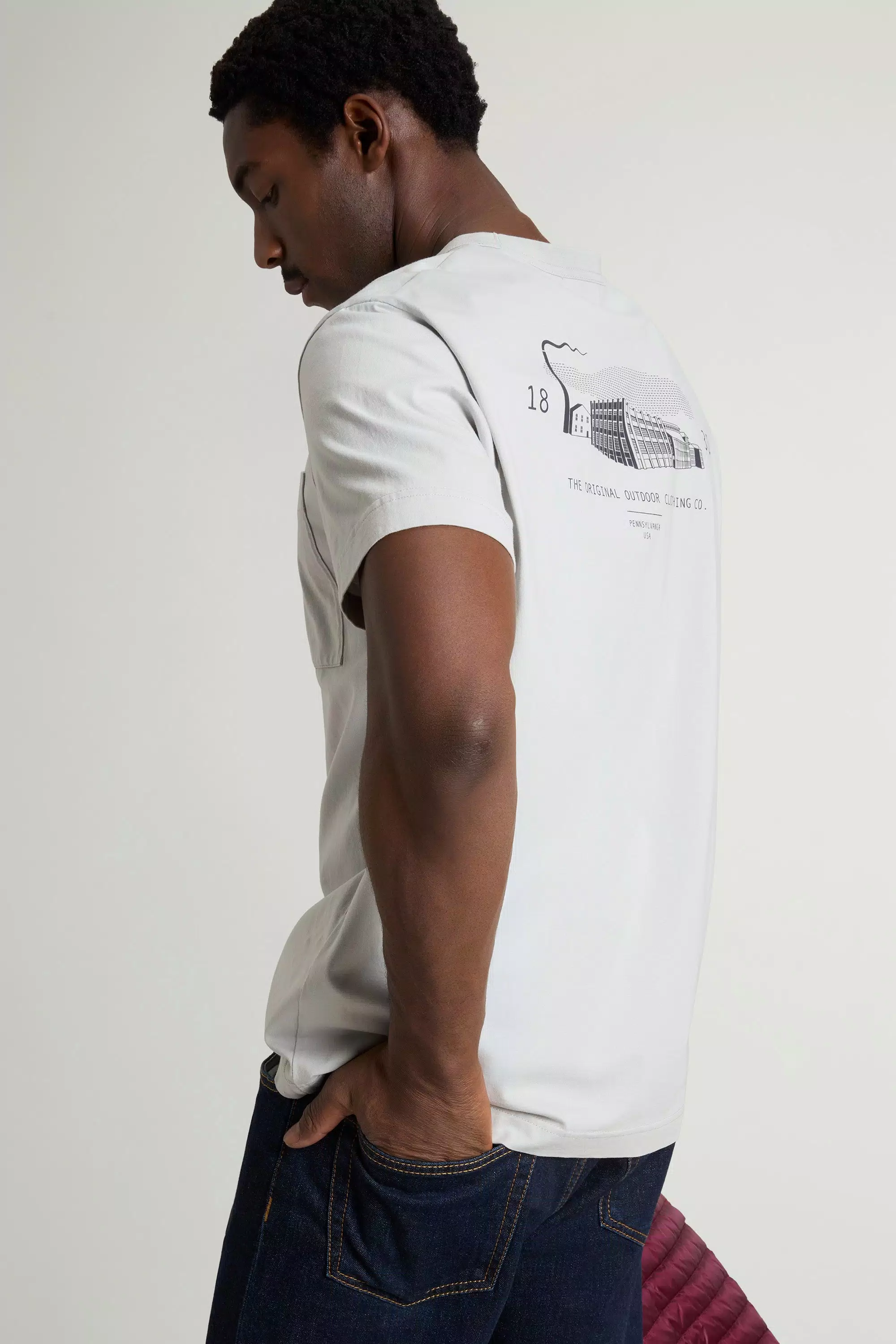 Camiseta de Algodón Puro con Bolsillo Pequeño - Harbor Mist