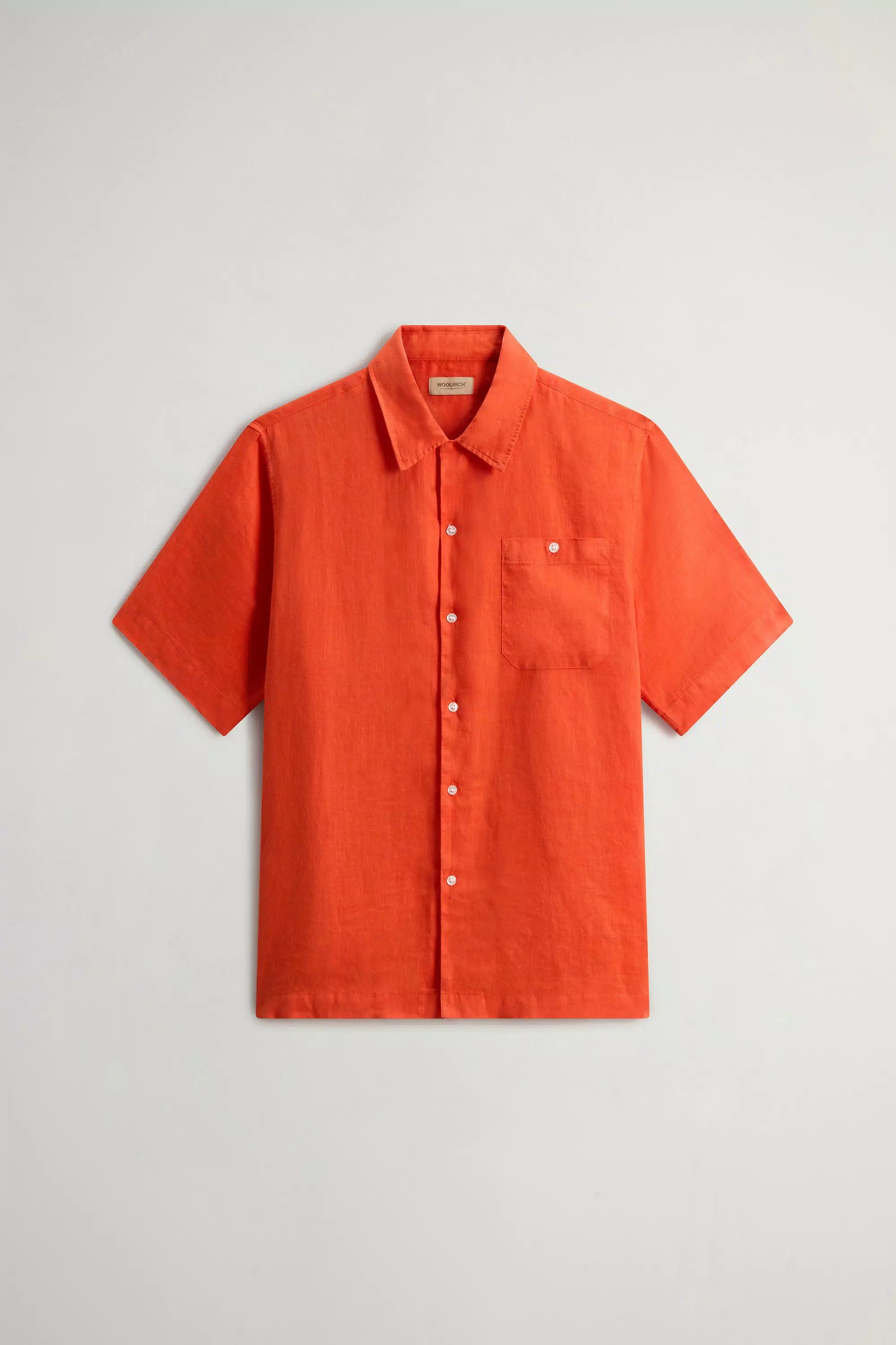 Camisa de manga corta teñida en tejido de lino puro - Puré de calabaza