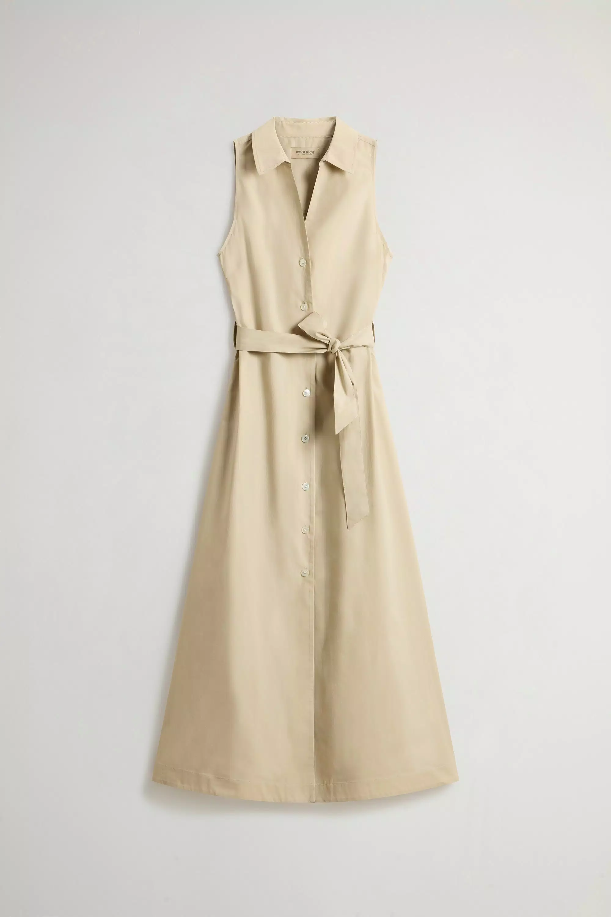 Vestido camisa de popelín de algodón puro con cinturón - Blanco pimienta