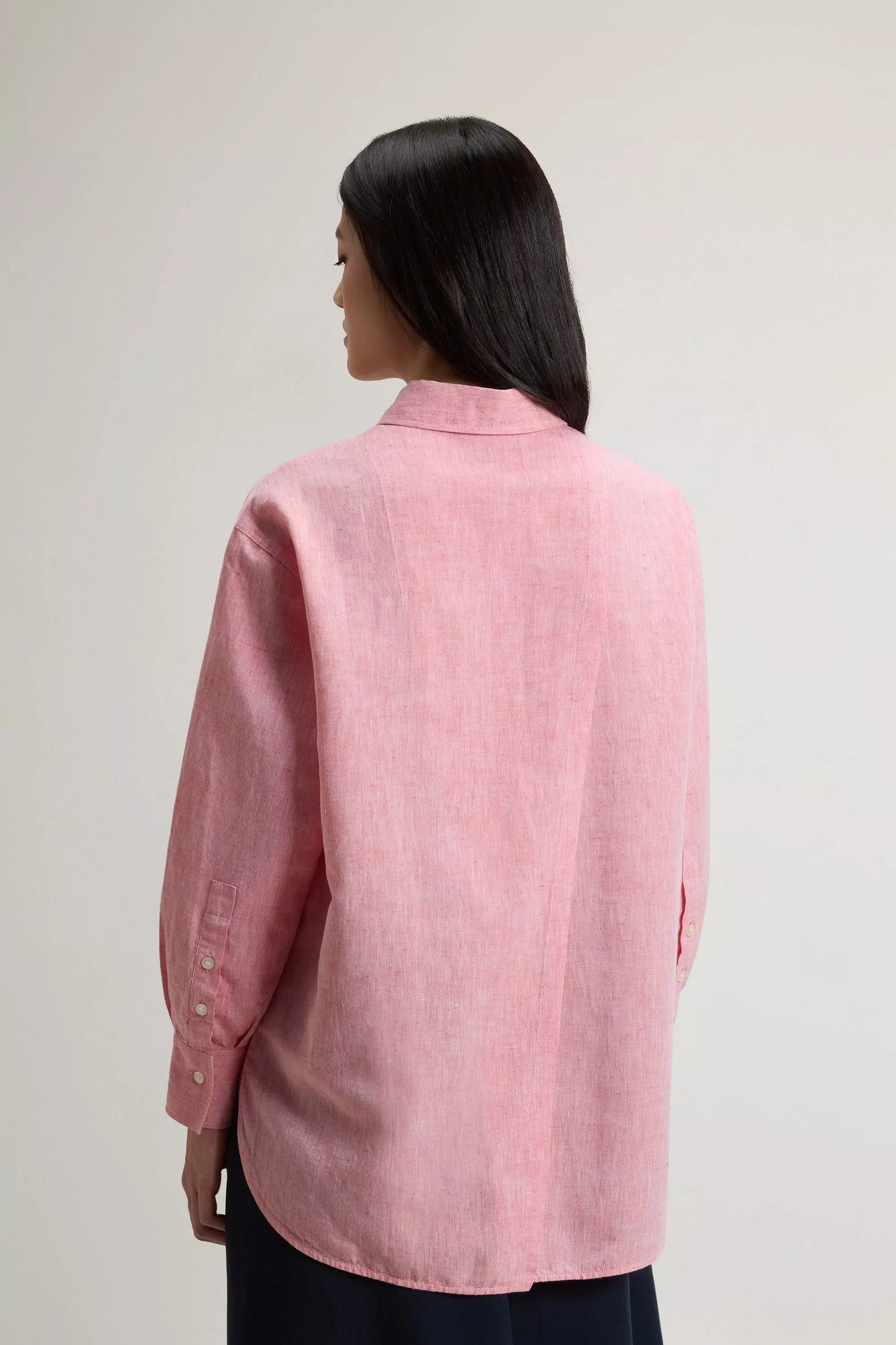 Camisa Boyfriend de Mezcla de Algodón y Lino - Oxford Paprika