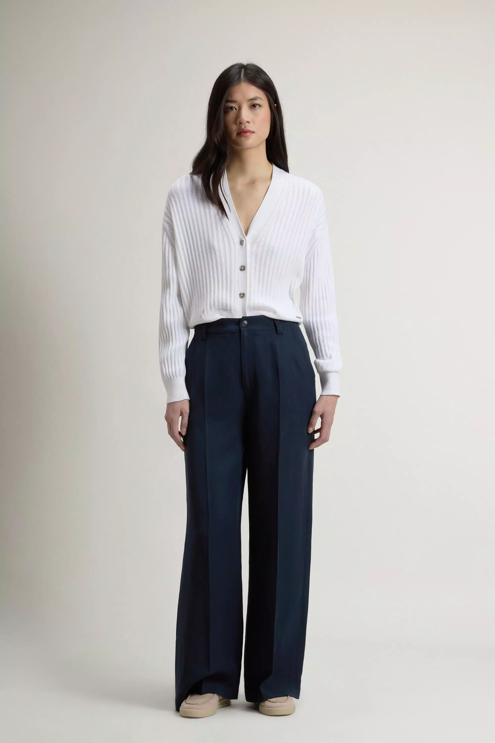 Pantalones de mezcla de lino - Azul Melton