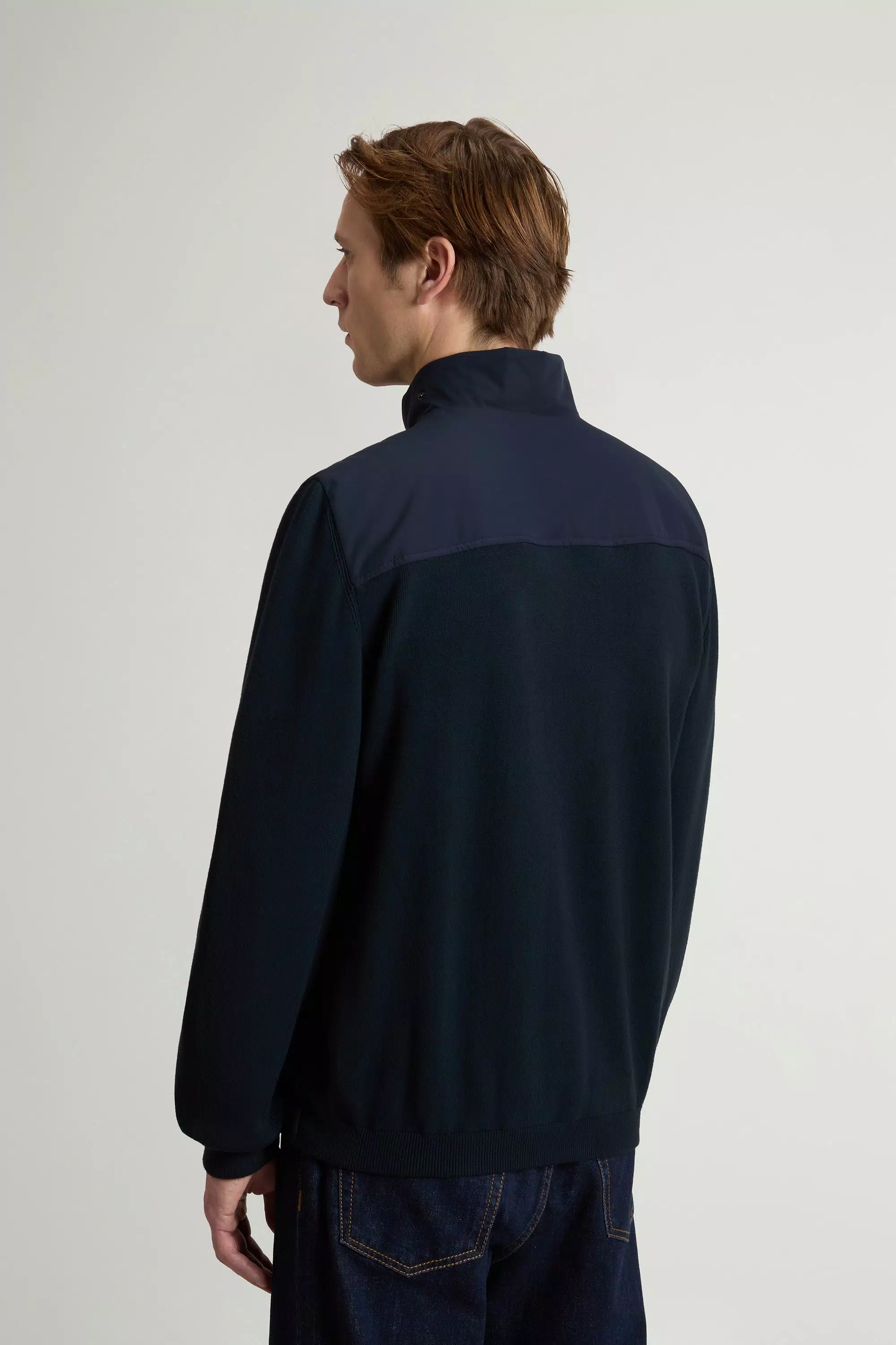 Chaqueta híbrida en tejido de dos capas - Azul Melton