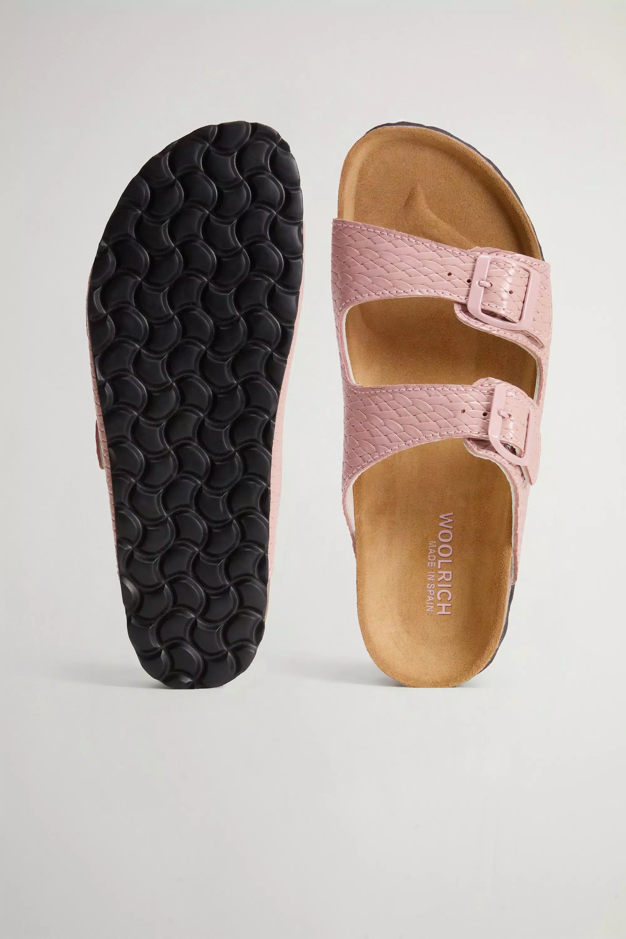 Sandalias de cuero estampado con hebillas - Rosa