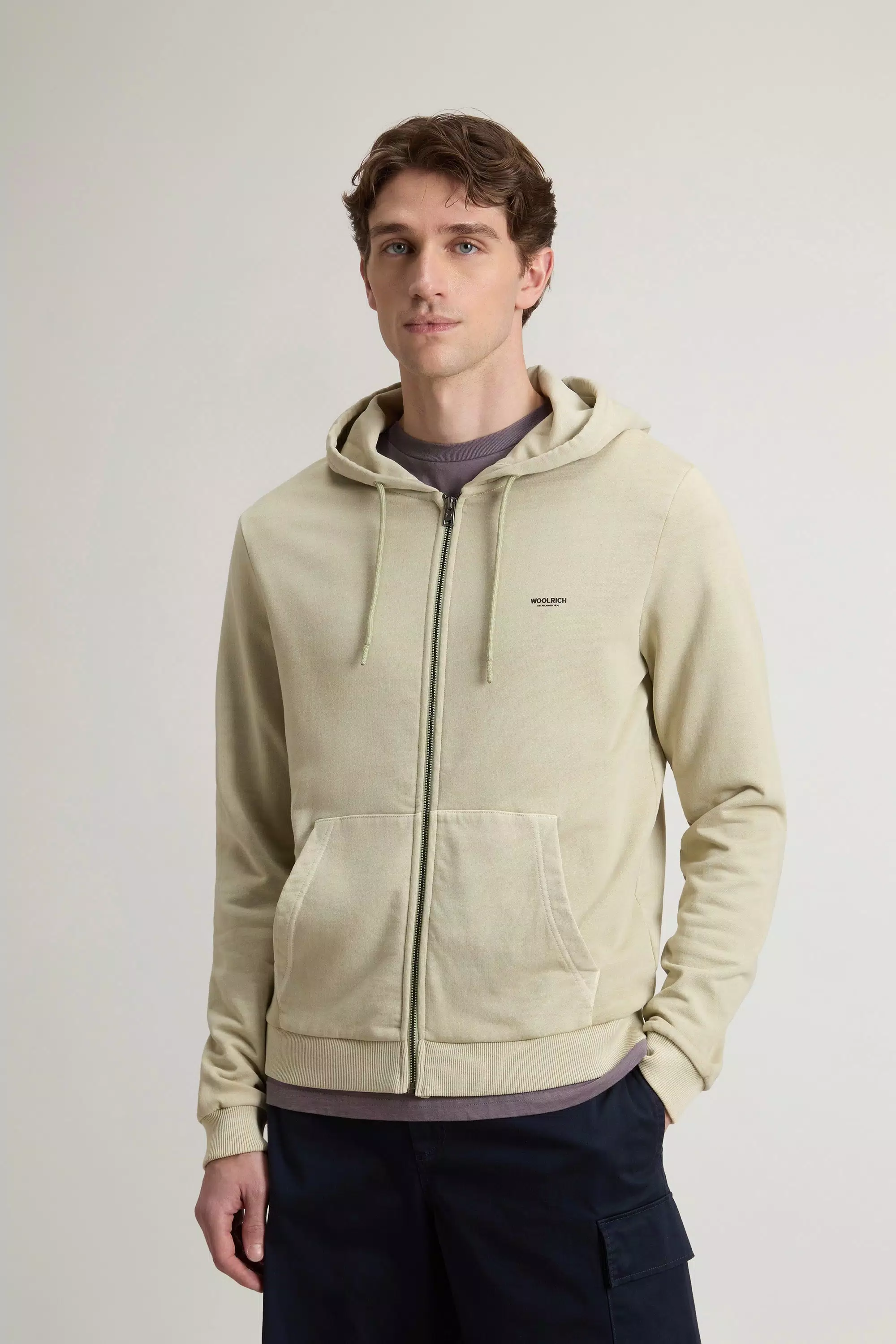 Sudadera teñida en algodón puro - Lint desgastado