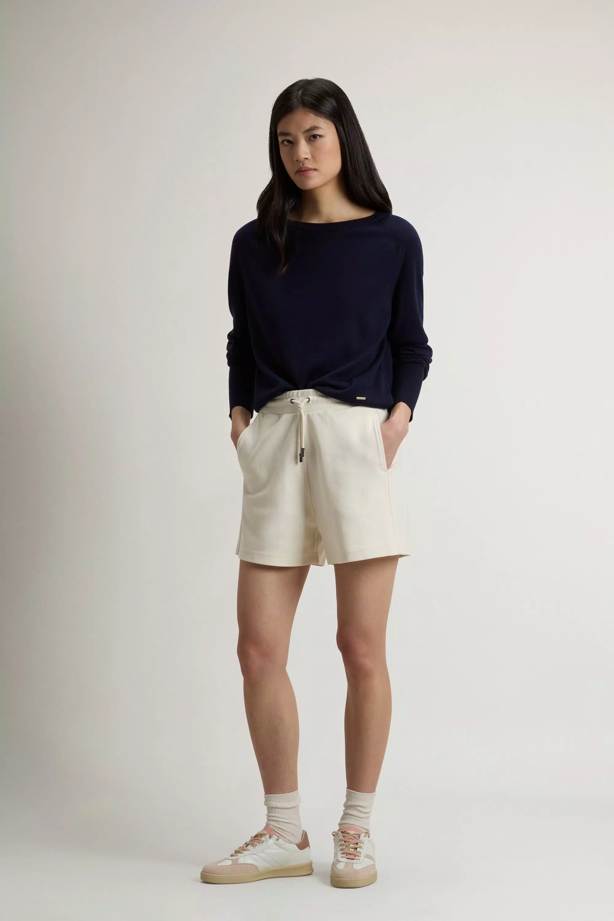 Pantalones cortos de punto mezcla de algodón - Crema Leche