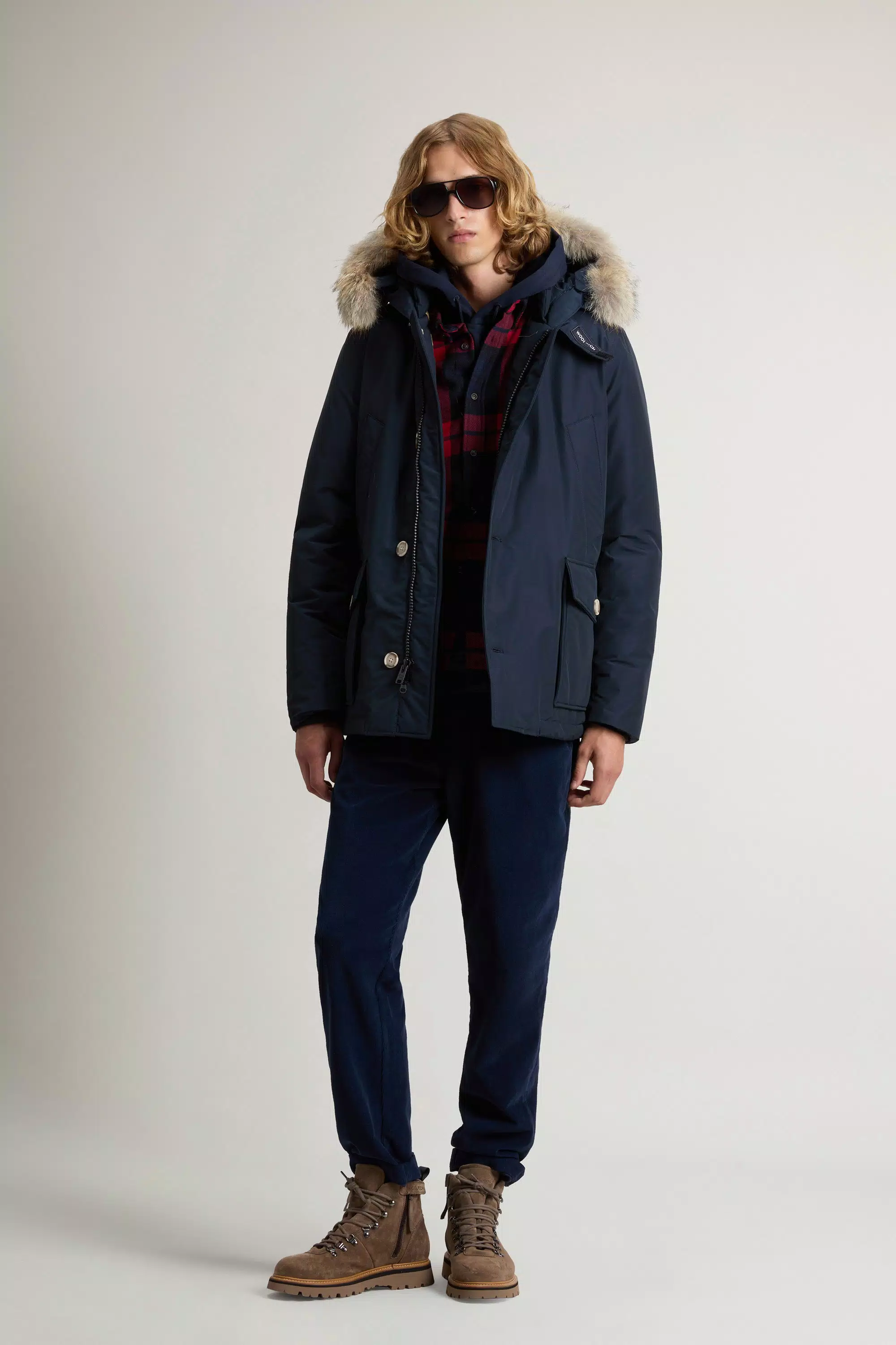 Anorak Ártico en Tela Ramar con Piel Desmontable - Azul Melton