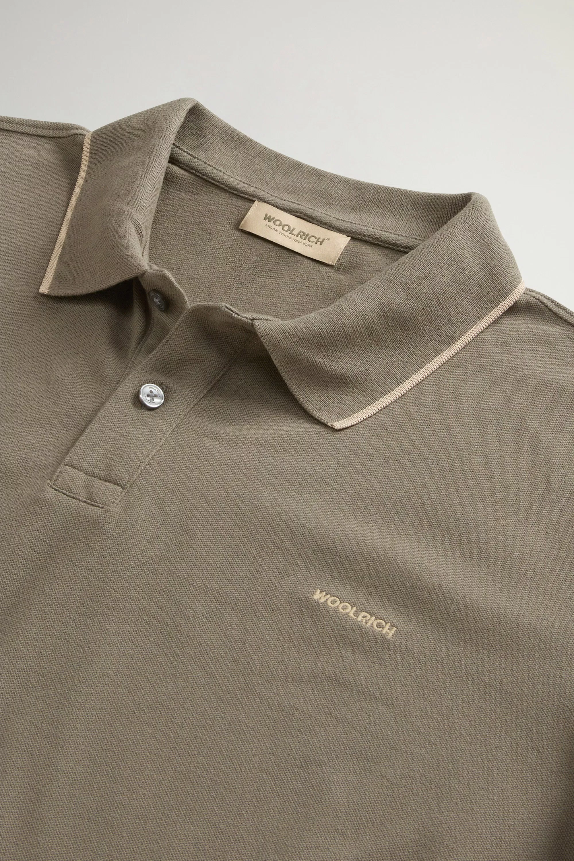 Camiseta de polo Monterey en mezcla de algodón elástico piqué - Oliva humo