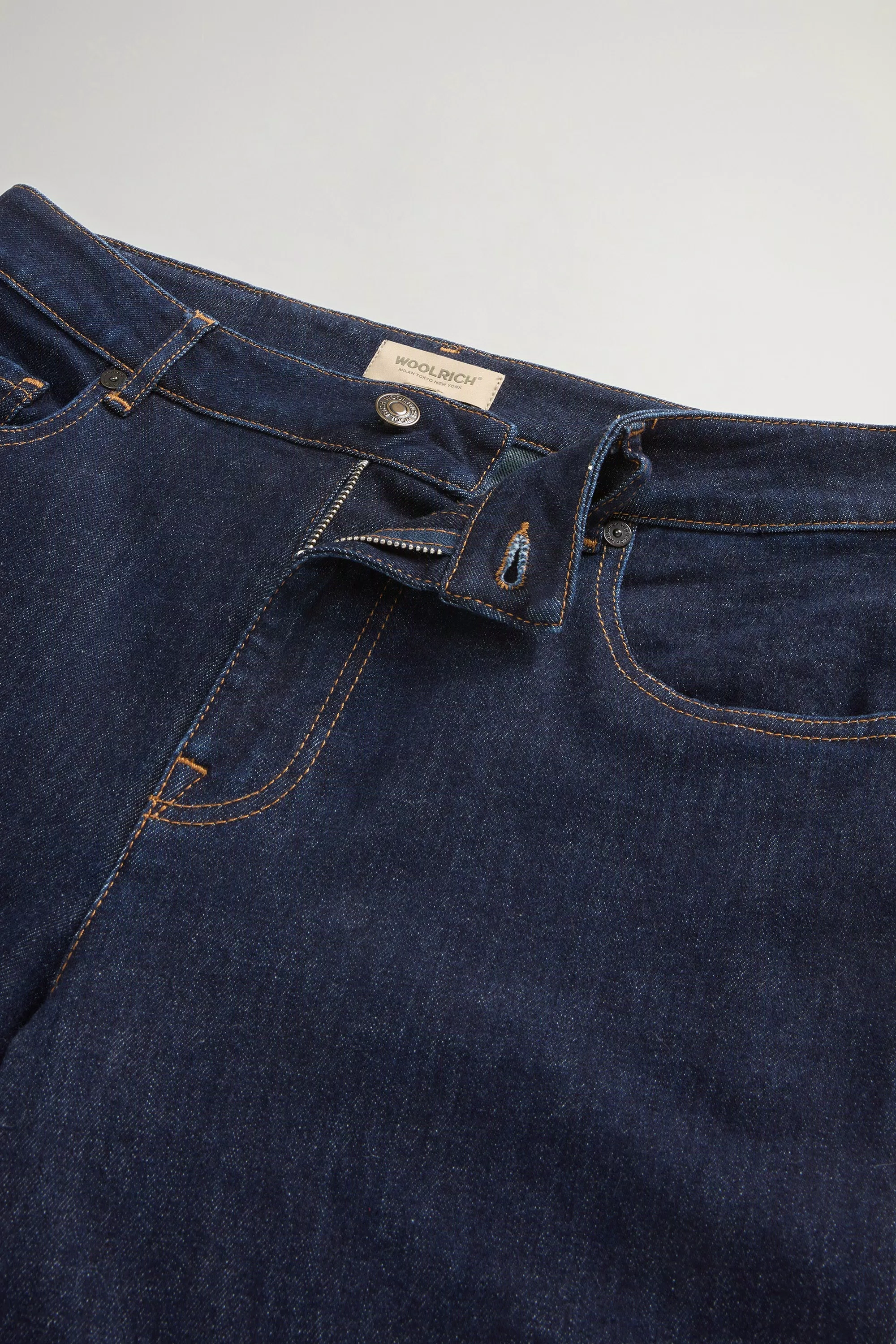 Pantalones vaqueros de cinco bolsillos con pierna ancha en denim de algodón elastizado - Lavado en enjuague