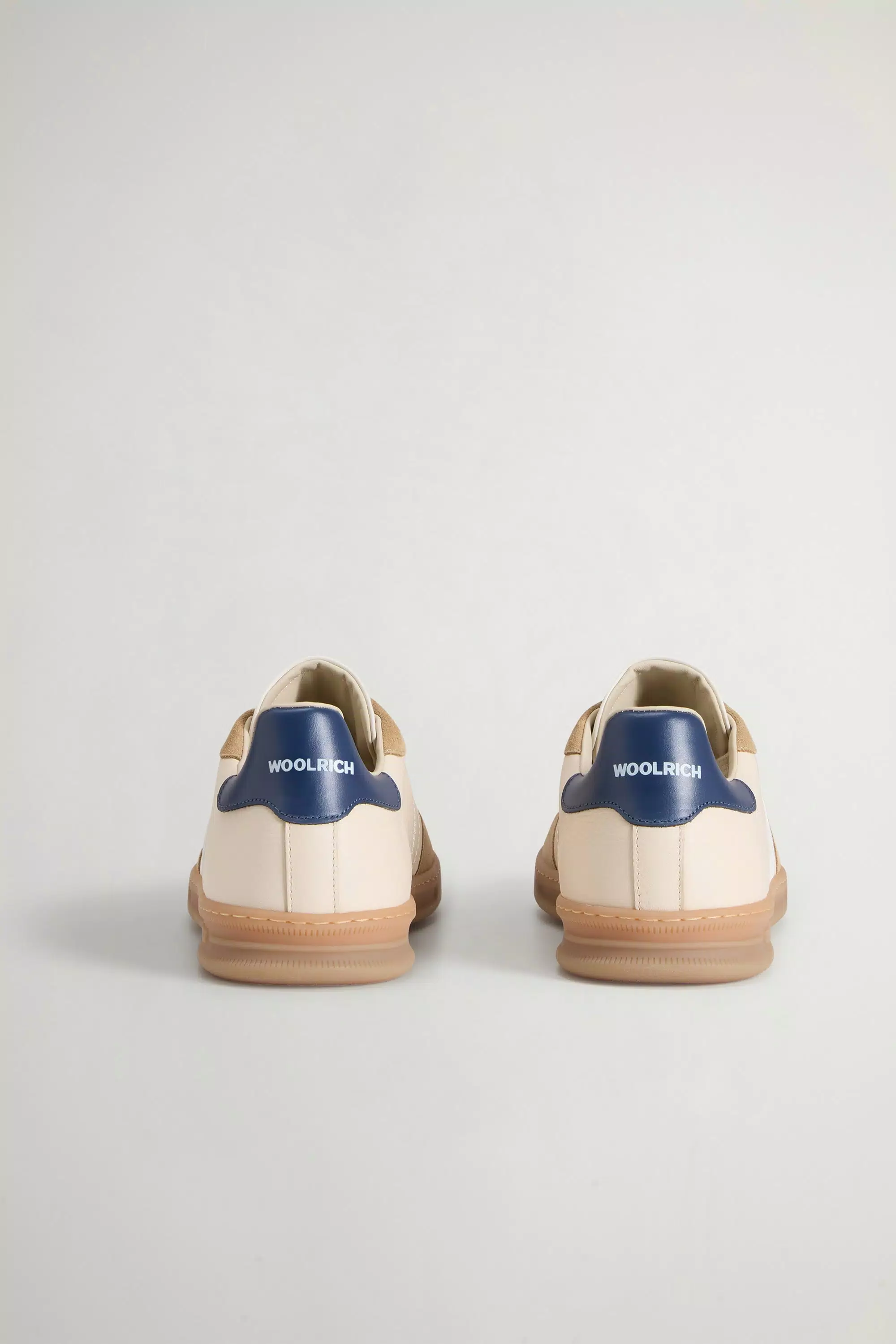 Zapatillas de Tenis Doubleu en Cuero con Detalles de Gamuza - Beige Crema Batida
