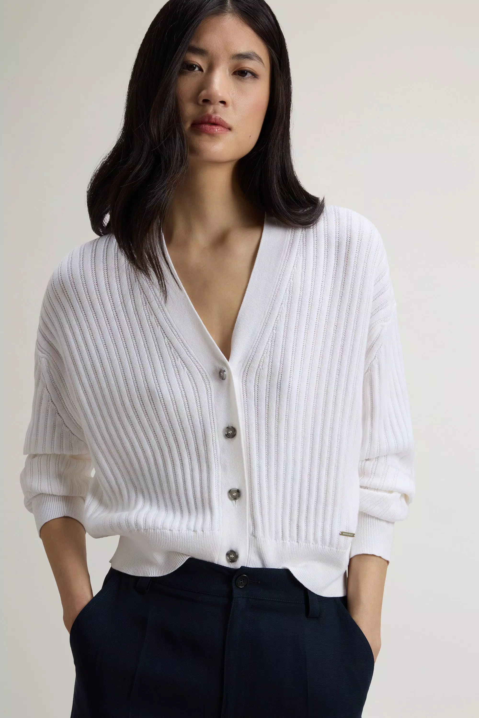Cardigan de Algodón Puro - Blanco Ártico
