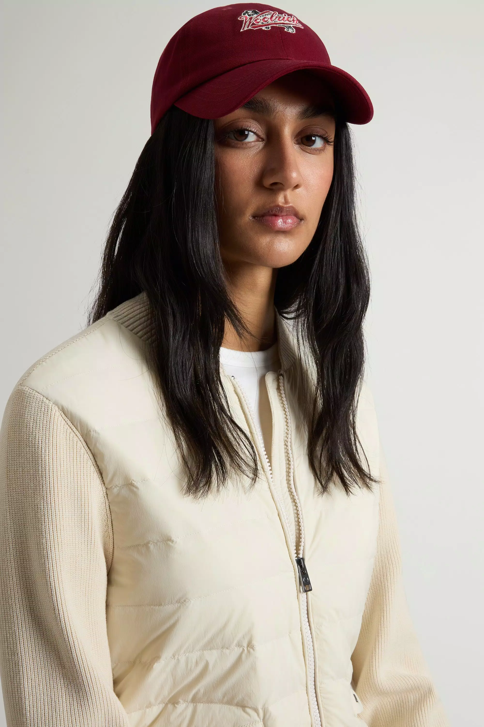 Chaqueta bomber híbrida en nailon - Crema lechosa