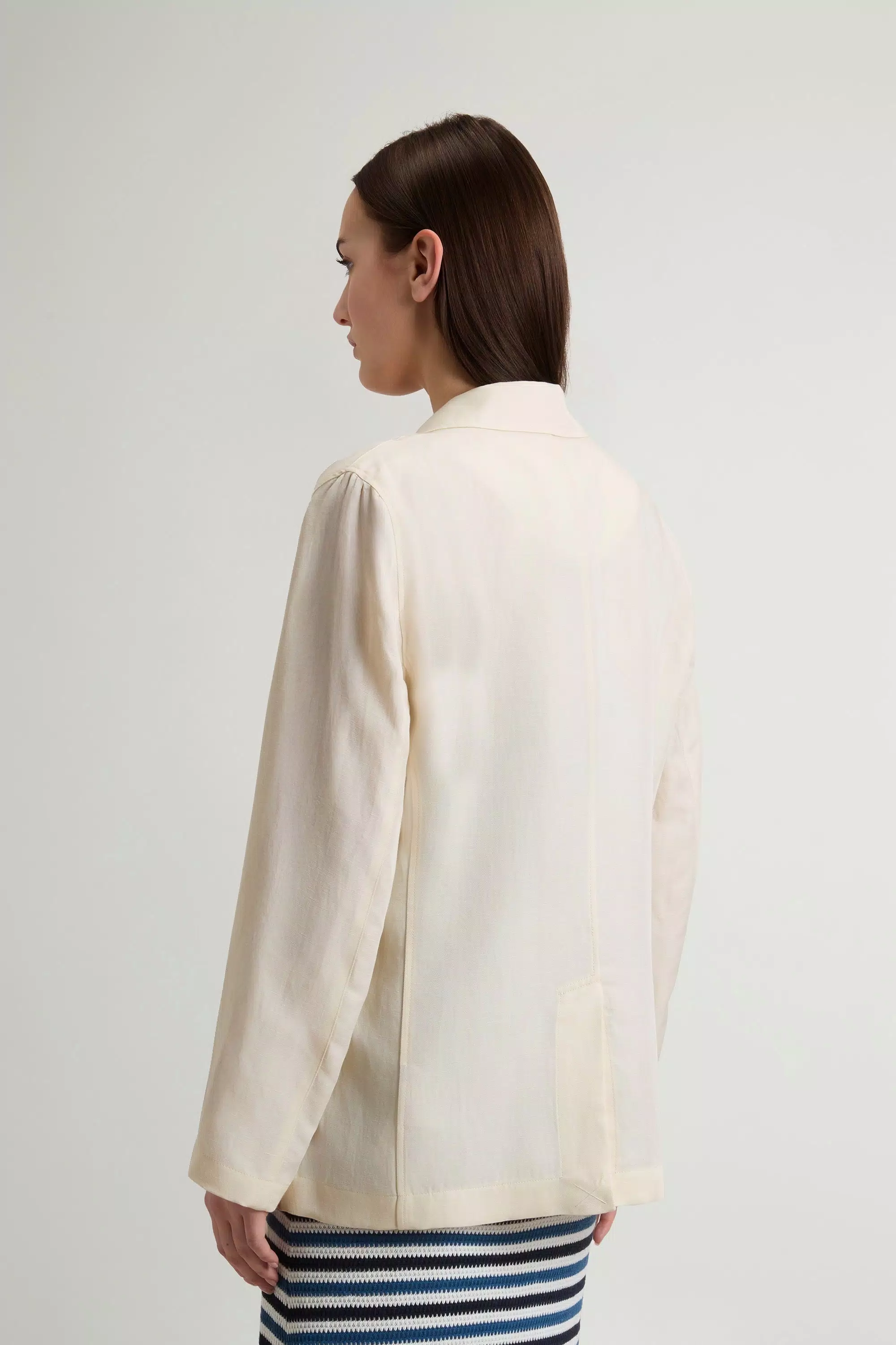 Blazer de Mezcla de Lino - Crema Lechosa