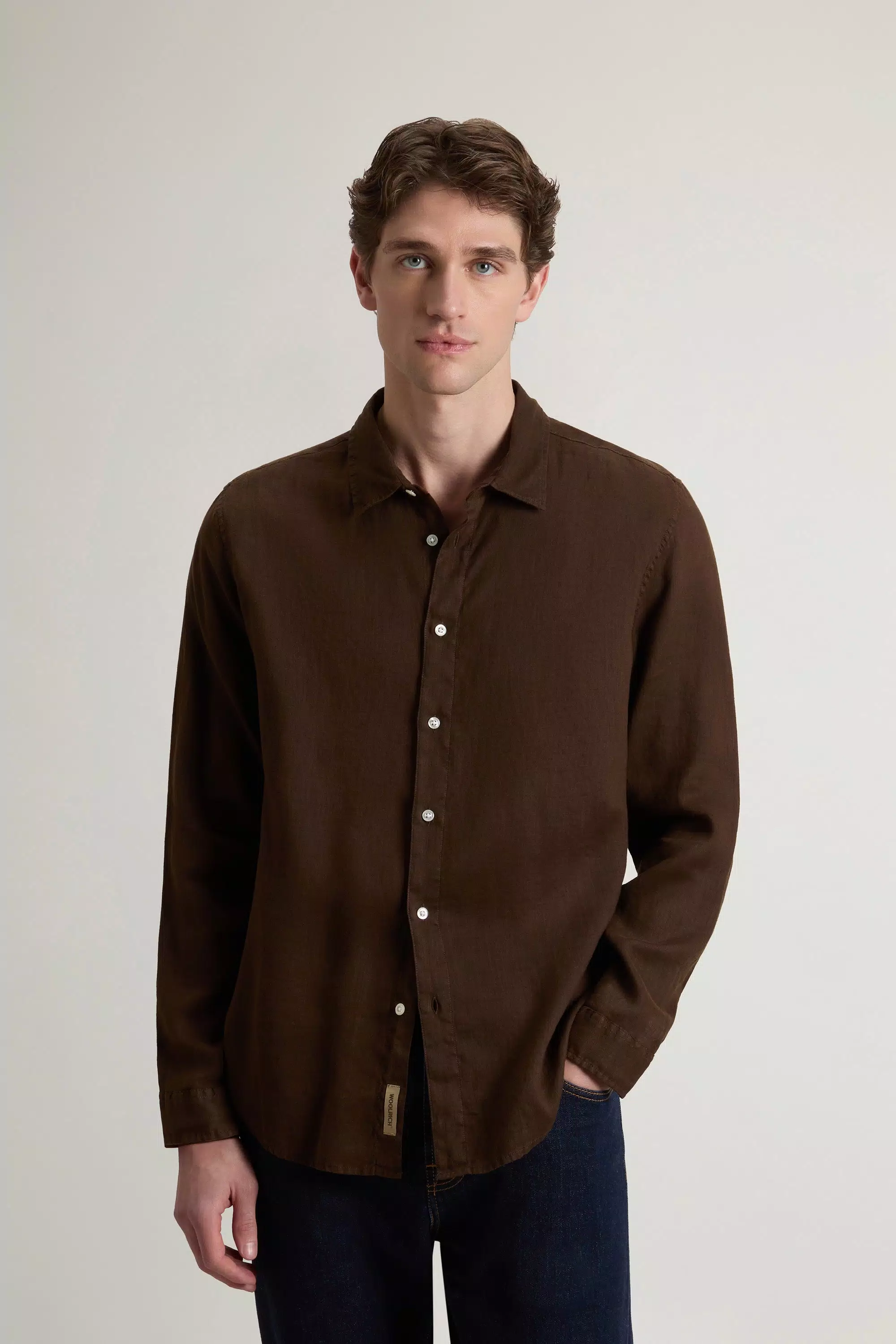Camisa de Lino Puro Teñida en Prenda - Negro Plomo