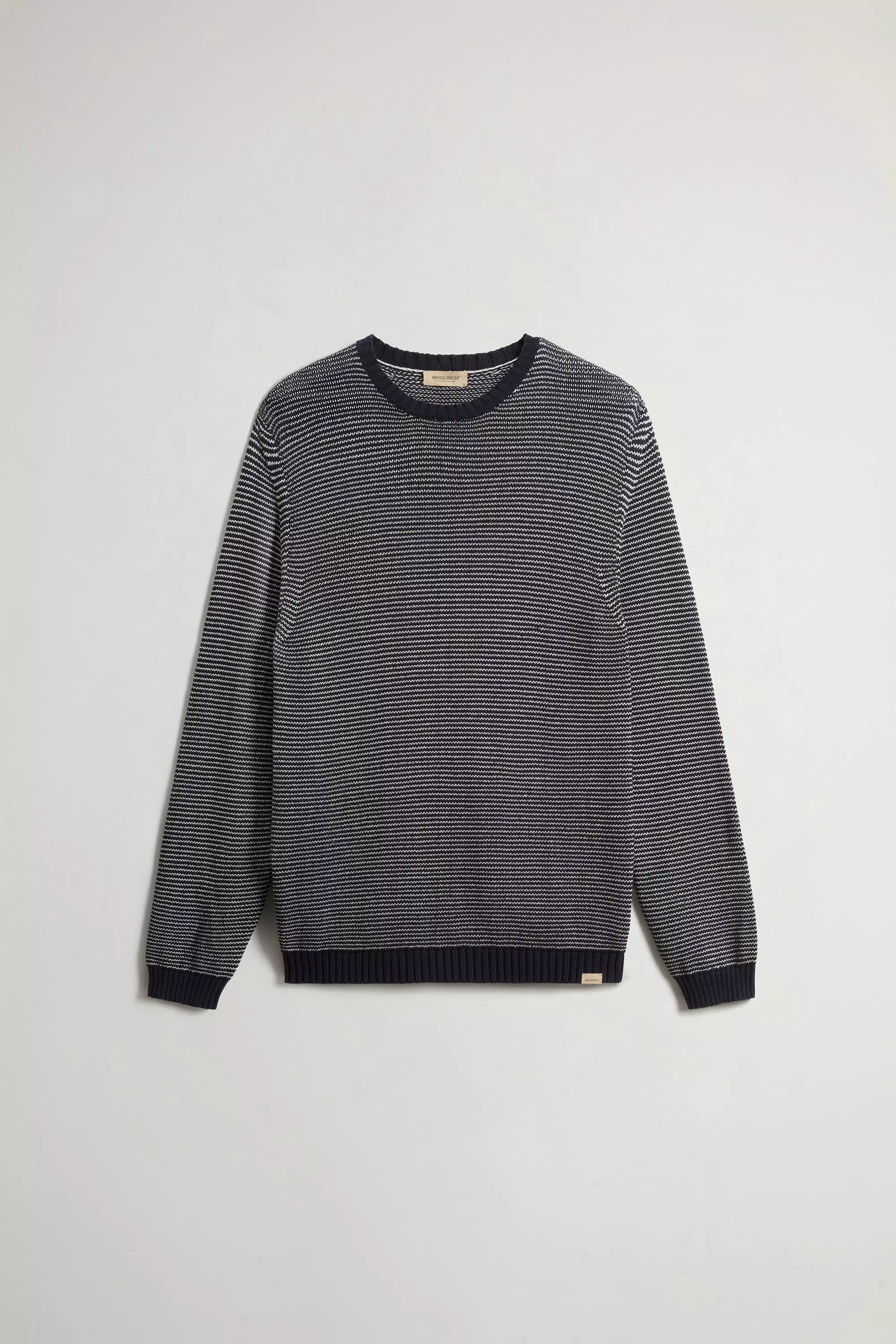 Sweater de cuello redondo con rayas en mezcla de algodón - Rayas azules