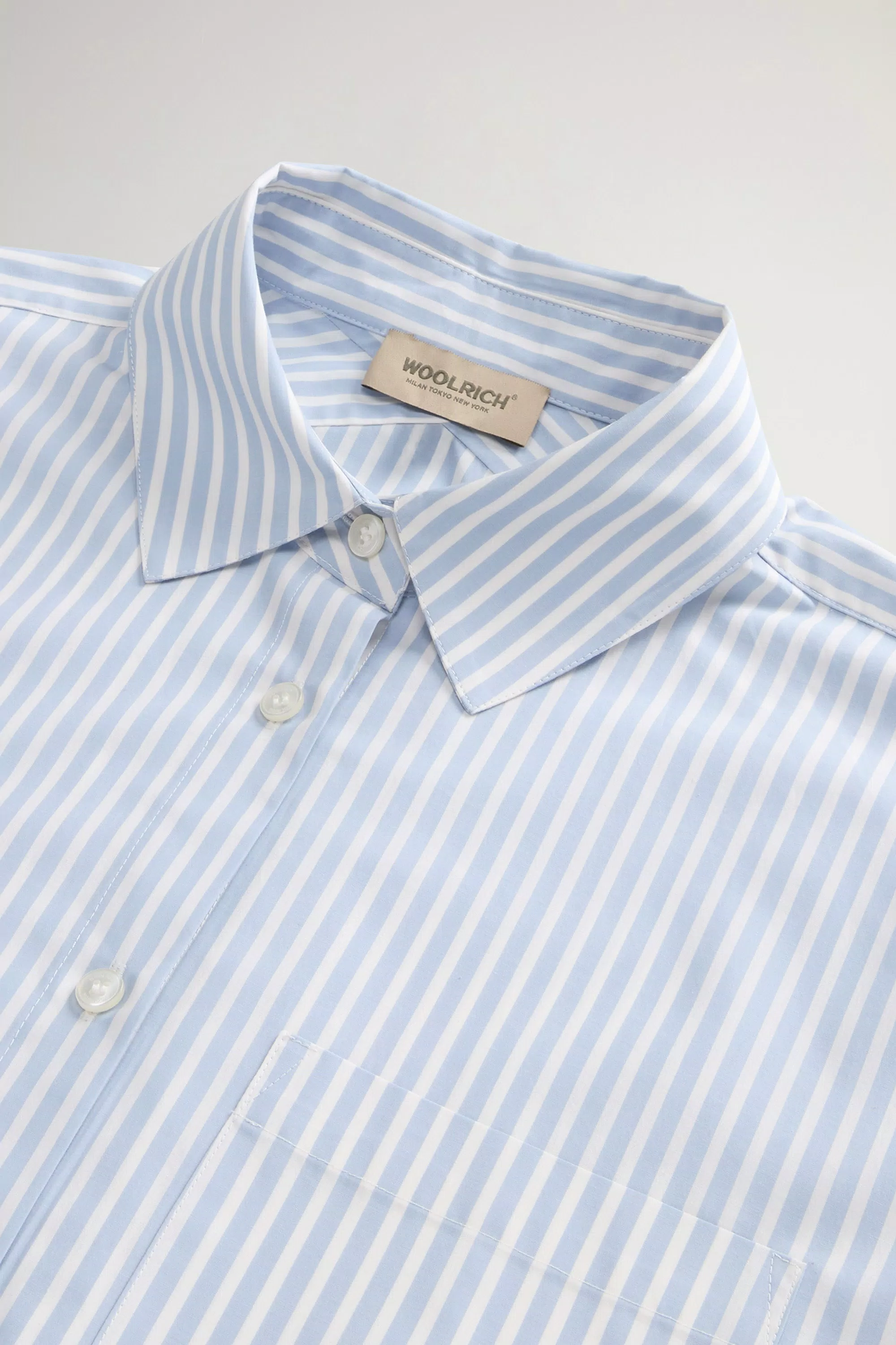 Camisa Boyfriend en Popelín de Algodón Puro Estampado de Rayas - Rayas Azul Aromático