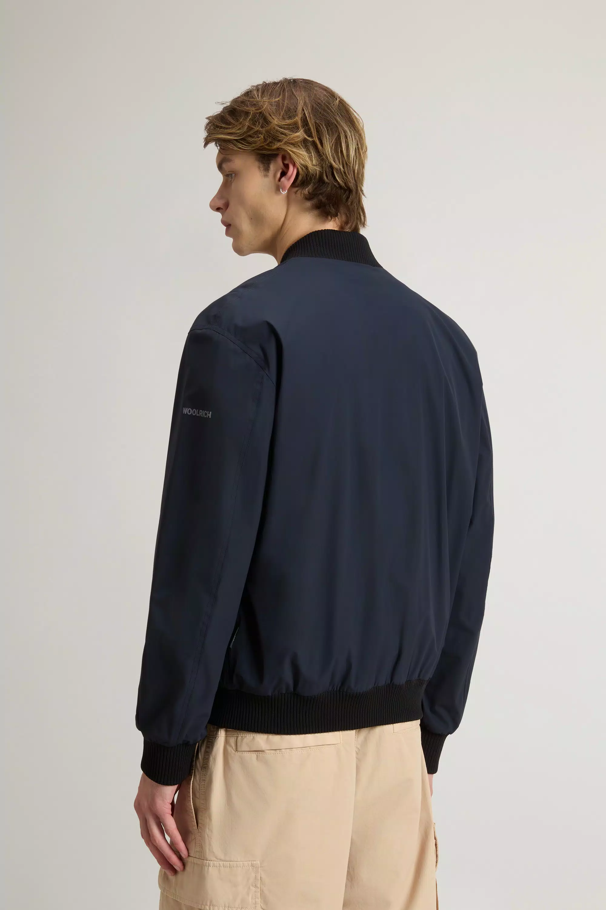 Chaqueta bomber en nylon elástico con acabado mate - Azul Melton