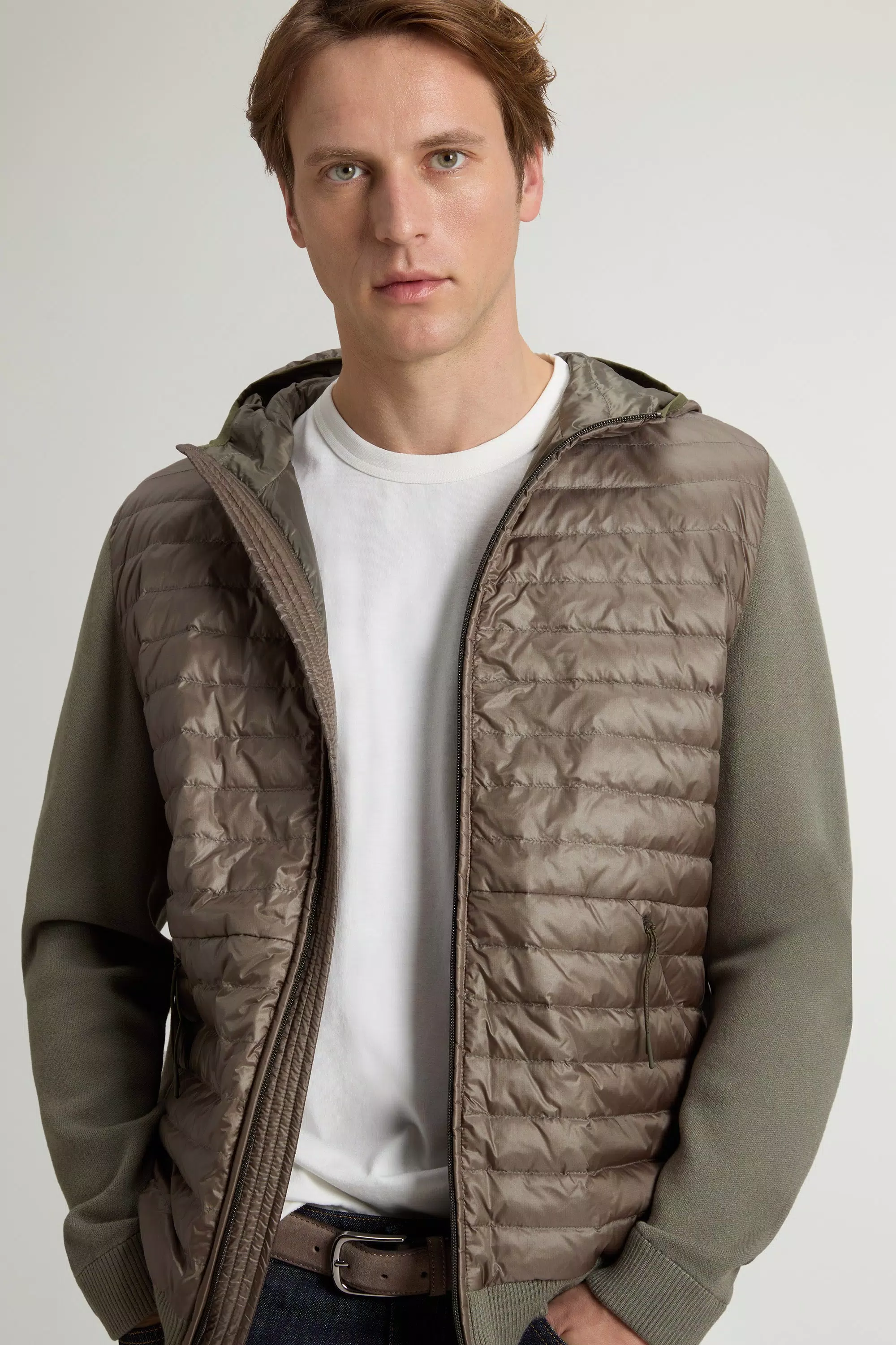 Chaqueta híbrida Allen en nailon ripstop - Oliva humo