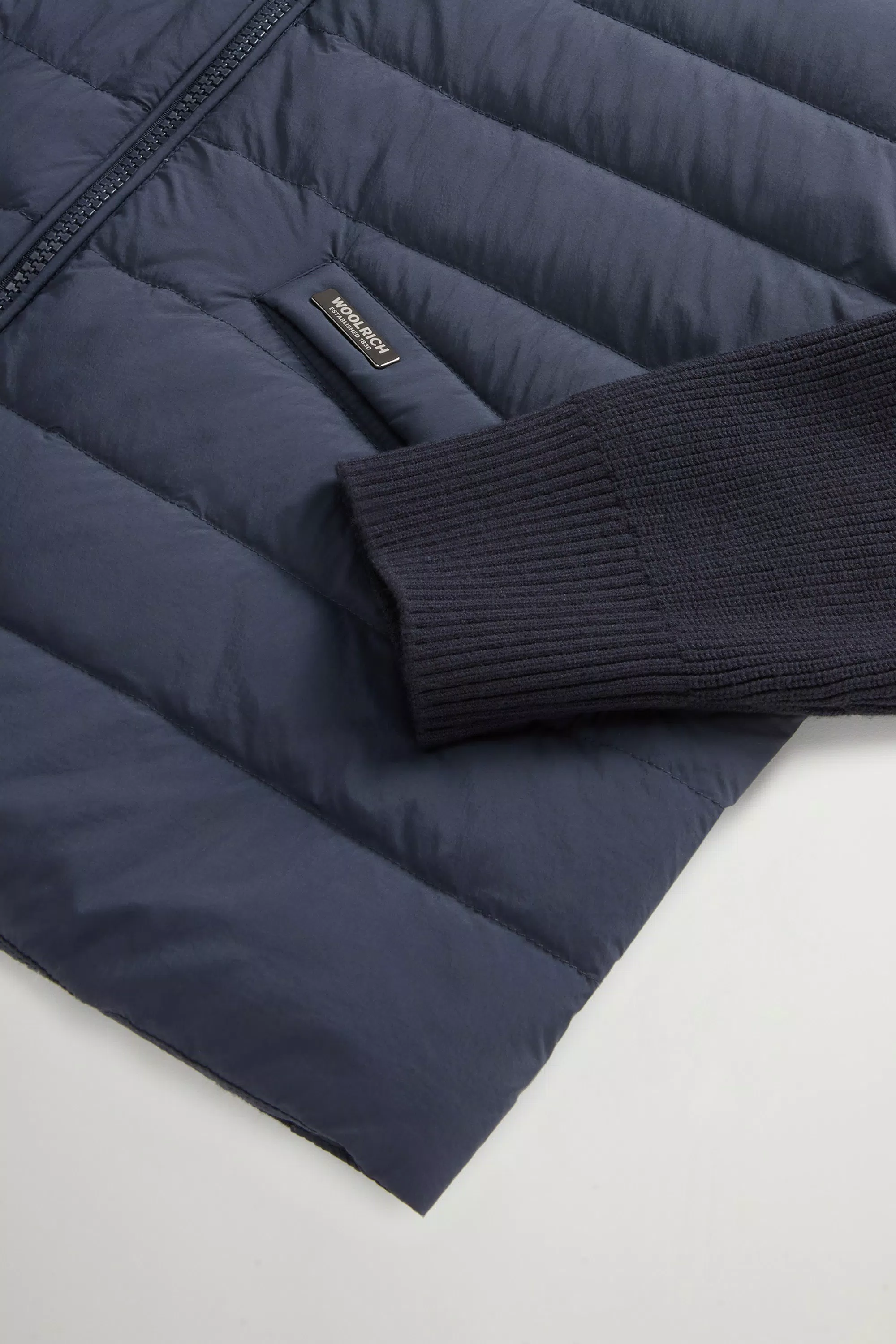 Chaqueta bomber híbrida en nailon - Azul melton desgastado