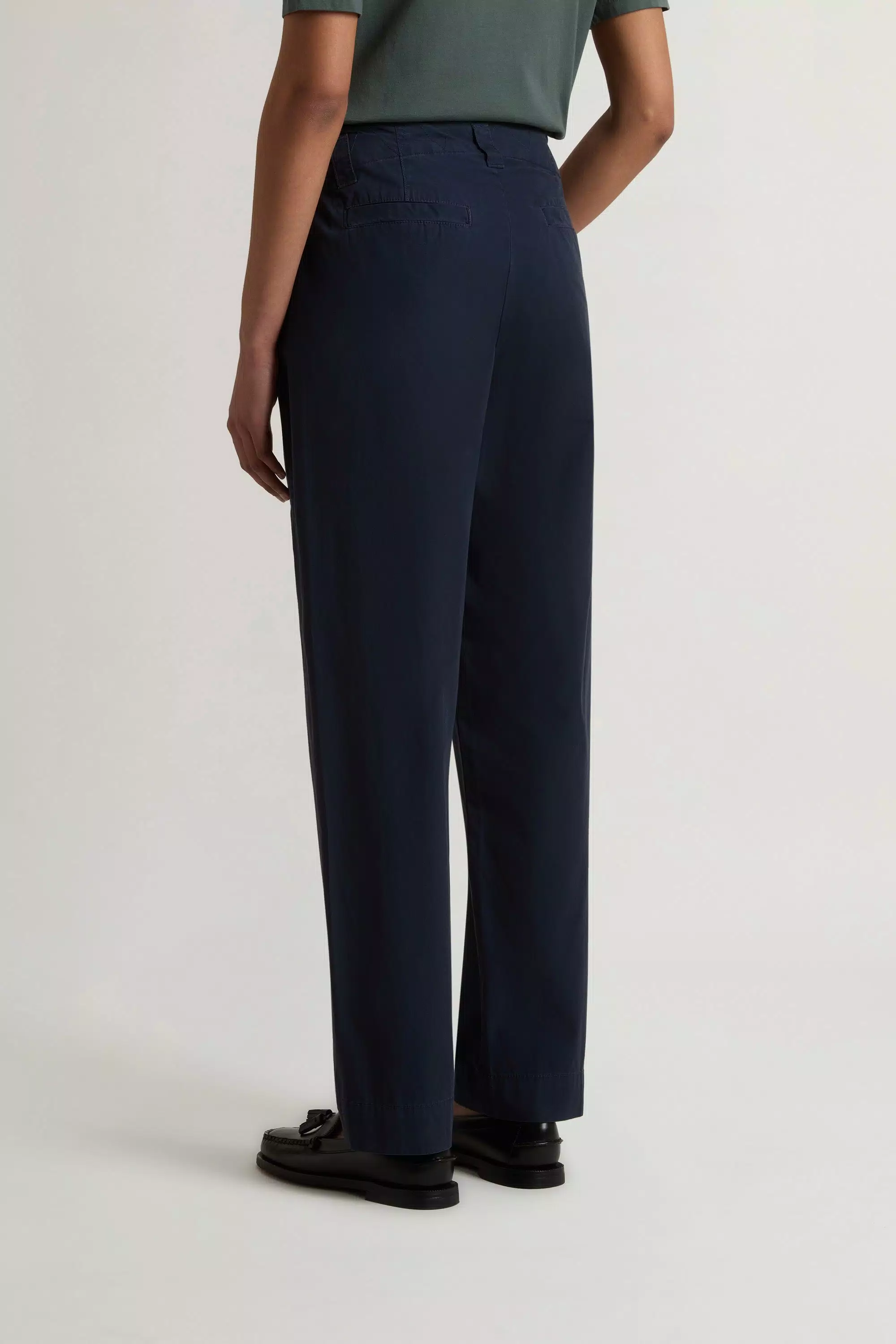 Pantalones Zanahoria Teñidos en Tela de Popelín de Algodón Puro - Azul Melton