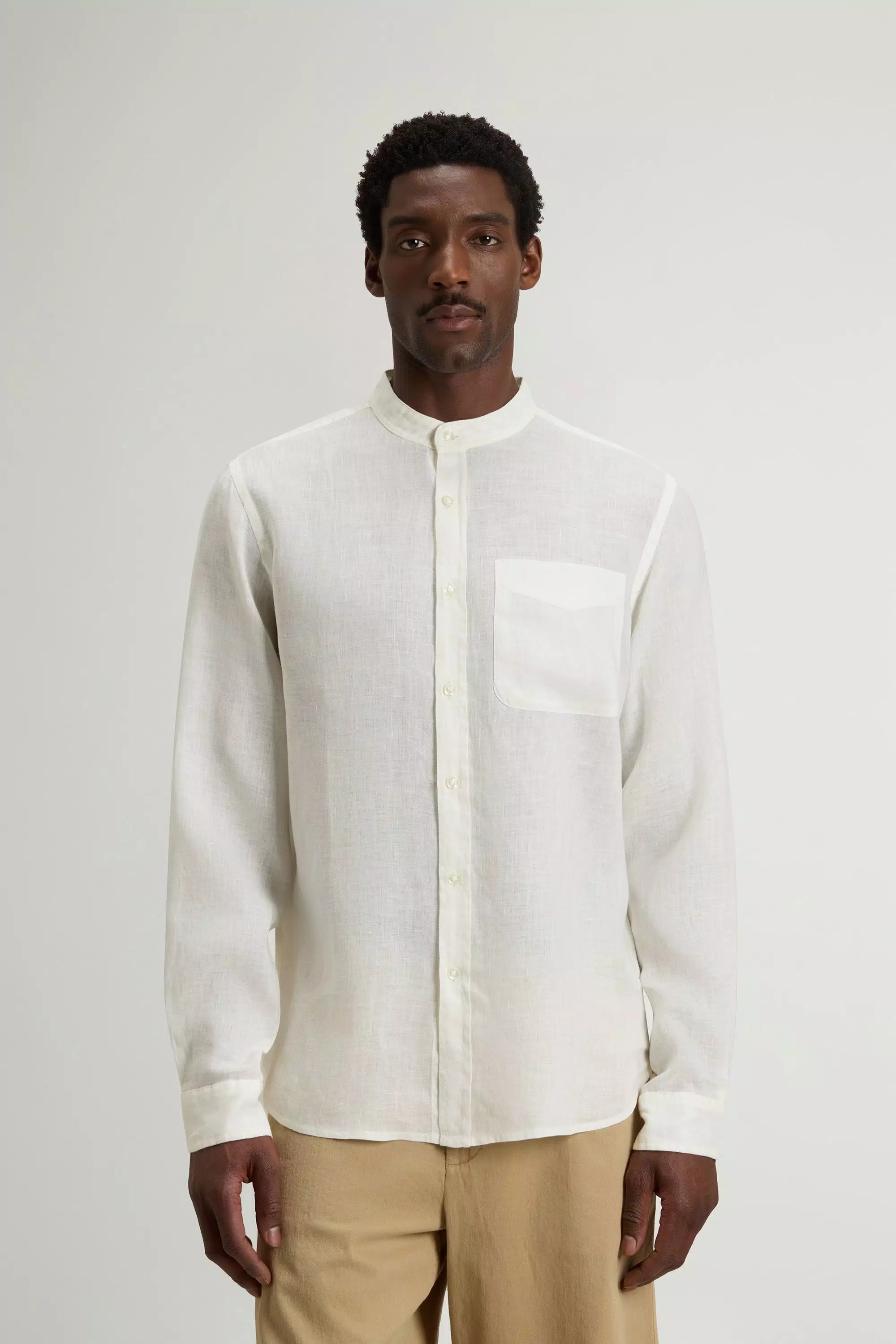 Camisa de lino puro teñida en prenda - Blanco Ártico