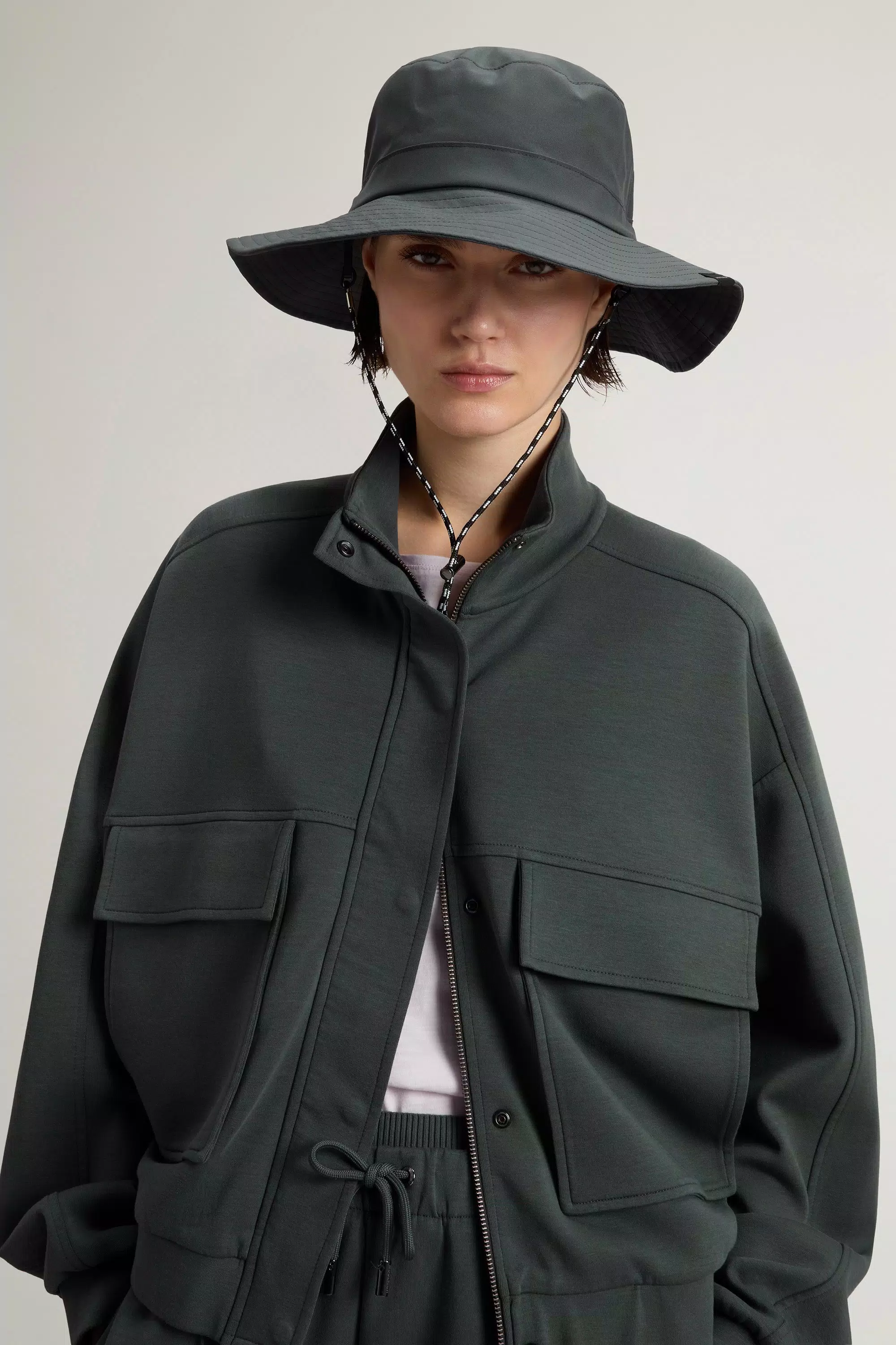 Sudadera con cremallera completa en interlock de mezcla de algodón - Forest Veil
