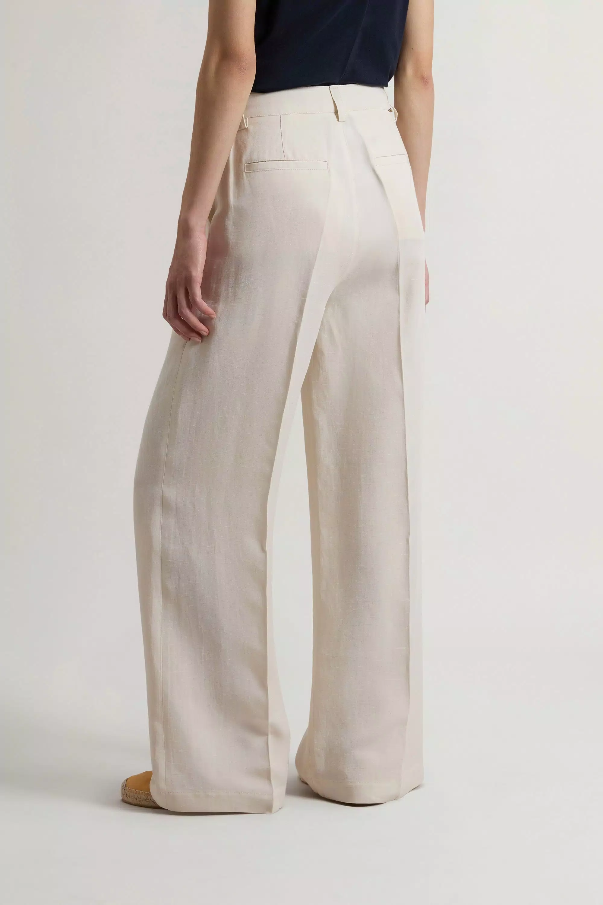 Pantalones de mezcla de lino - Crema lechosa