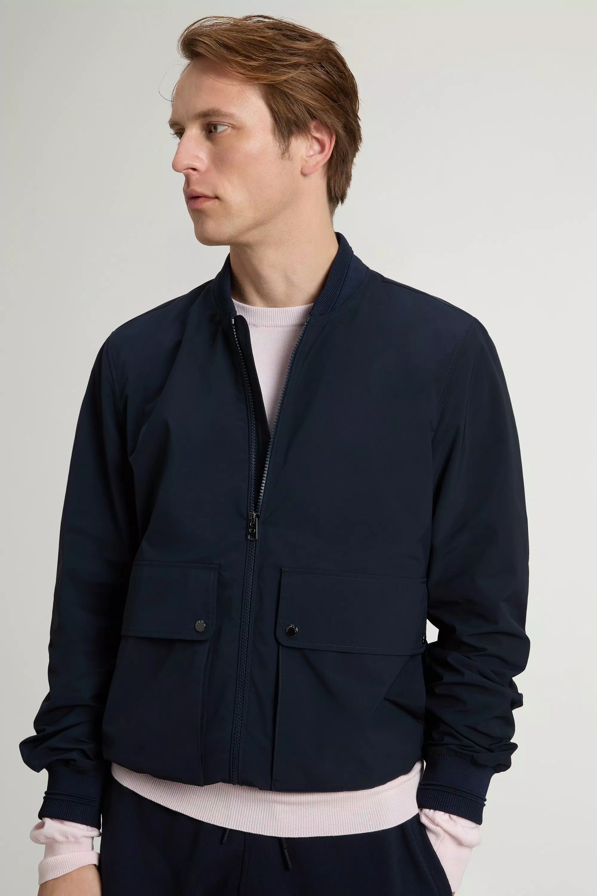 Chaqueta bomber Wesley en tejido Urban Touch - Azul Melton