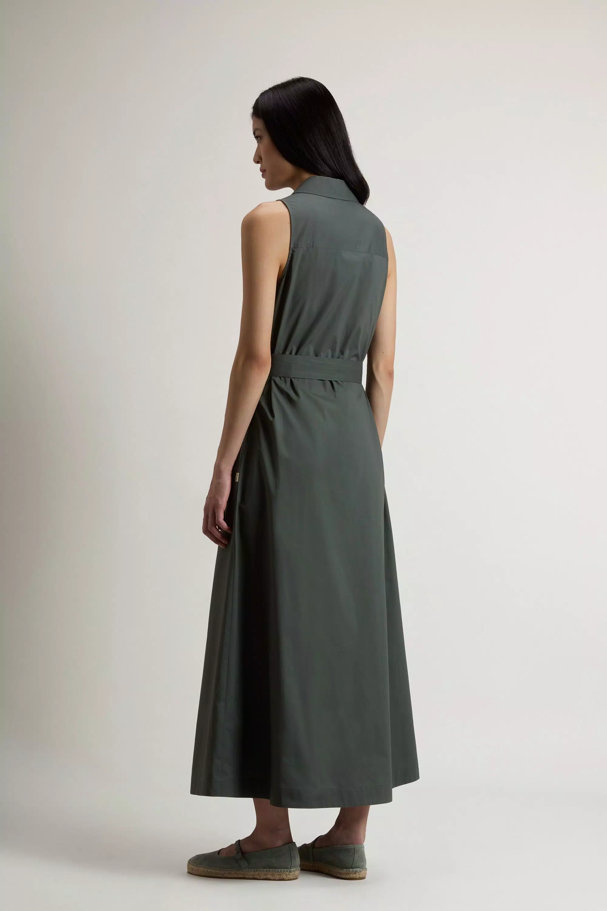 Vestido camisa de popelín de algodón puro con cinturón - Velos de bosque
