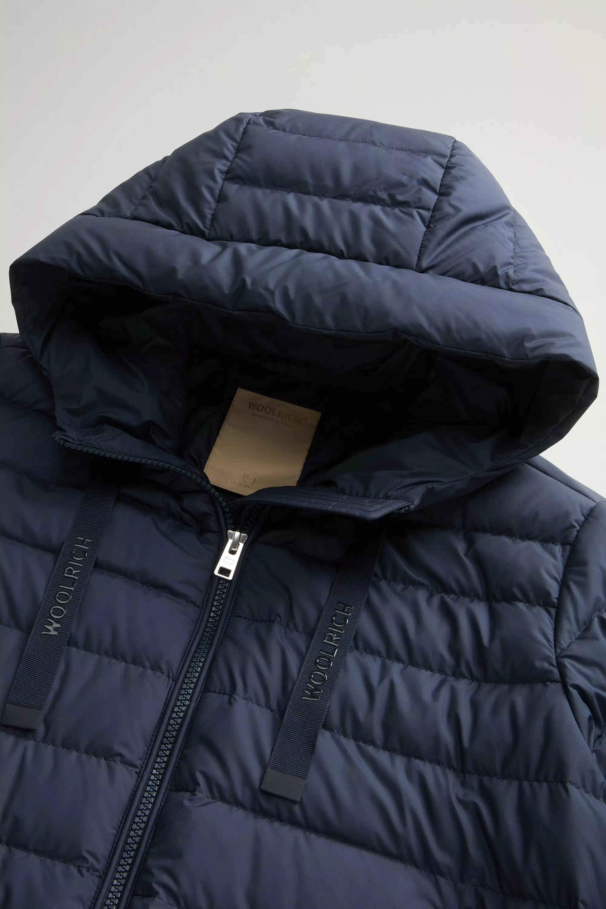 Chaqueta ligera con capucha de plumón en microfibra - Azul Melton