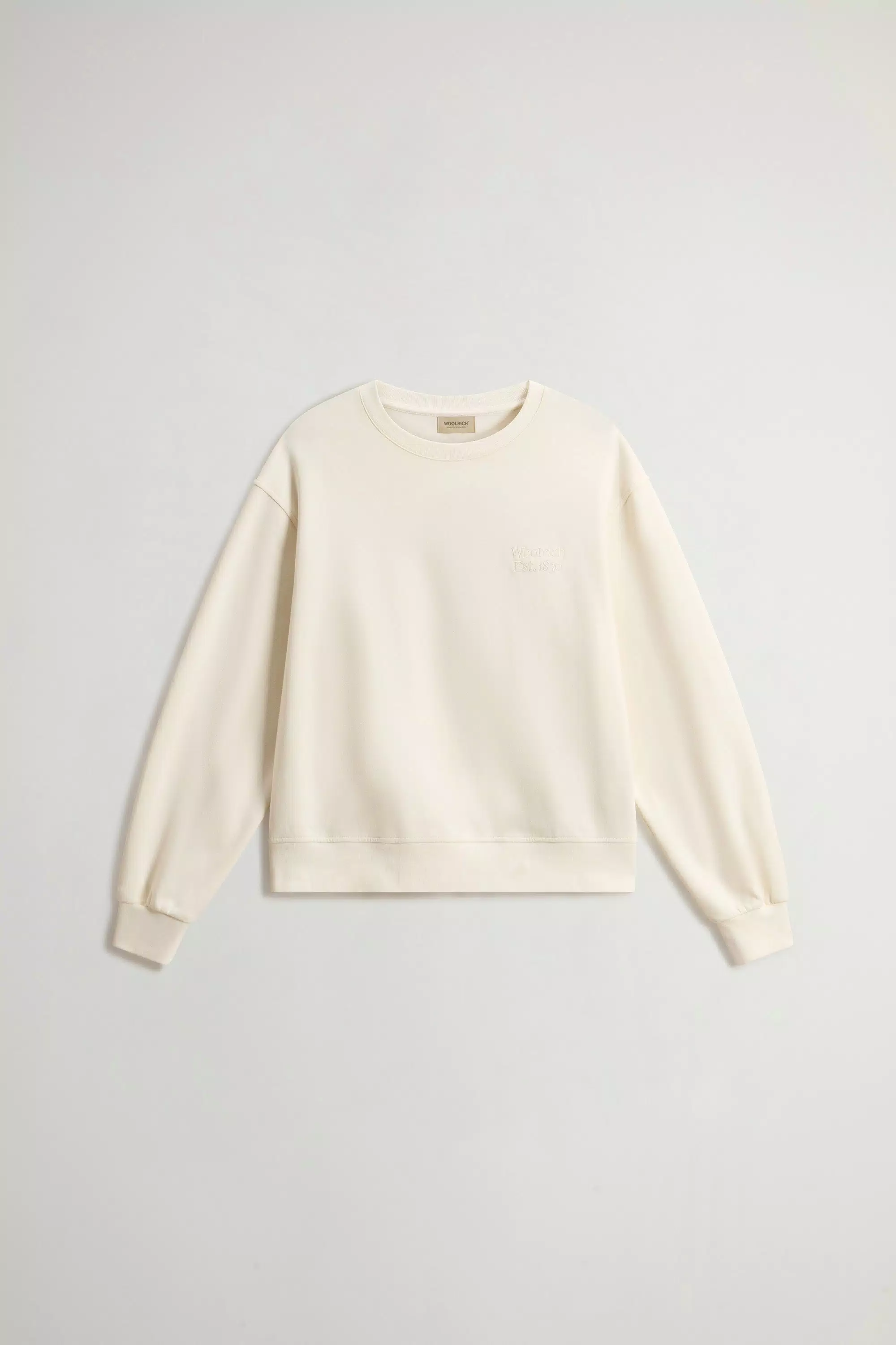 Sudadera con cuello redondo de punto mezcla de algodón - Crema lechosa