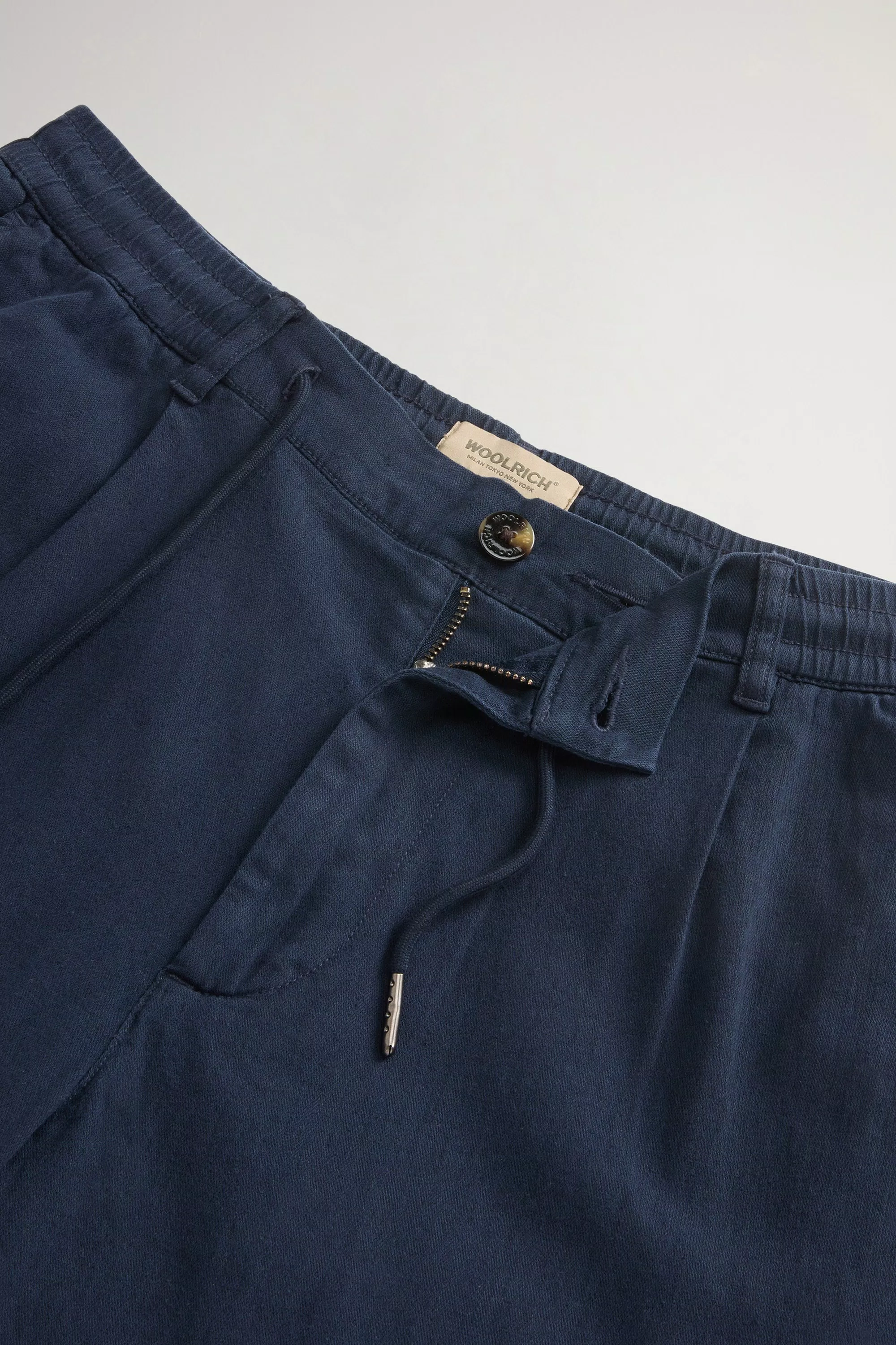 Pantalones Milton teñidos en tela de algodón y lino - Azul Melton