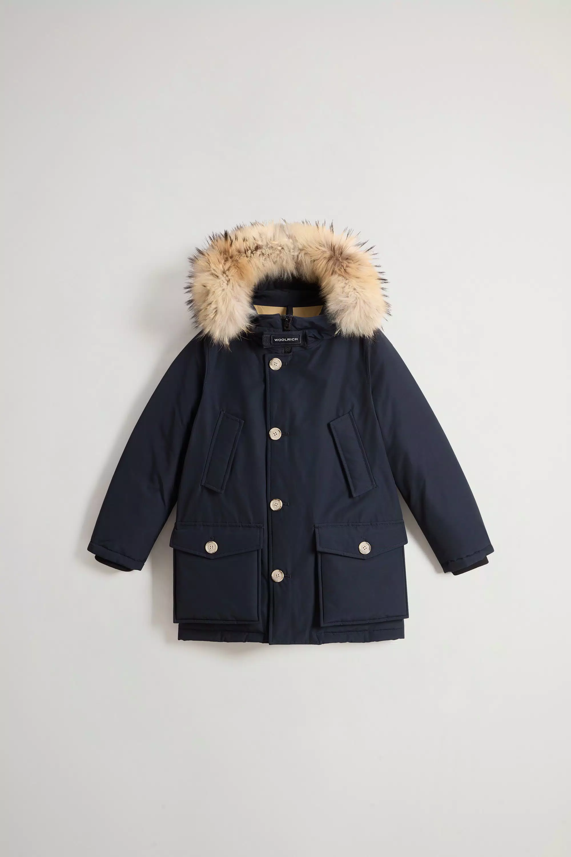 Parka de niño Arctic en tela Ramar con forro de piel desmontable - Azul Melton