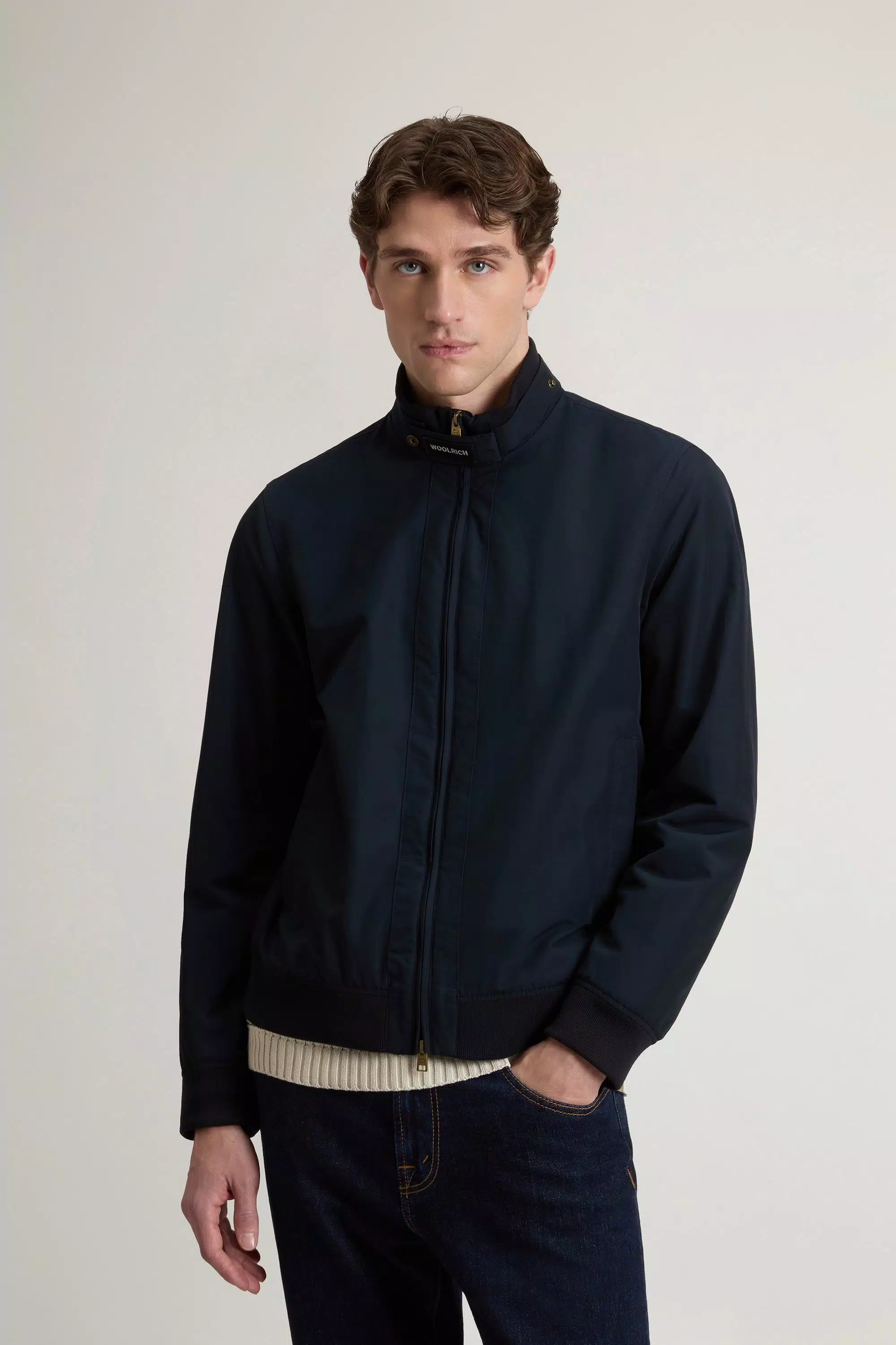 Chaqueta bomber Lewis en tejido de algodón Light Ramar - Azul Melton