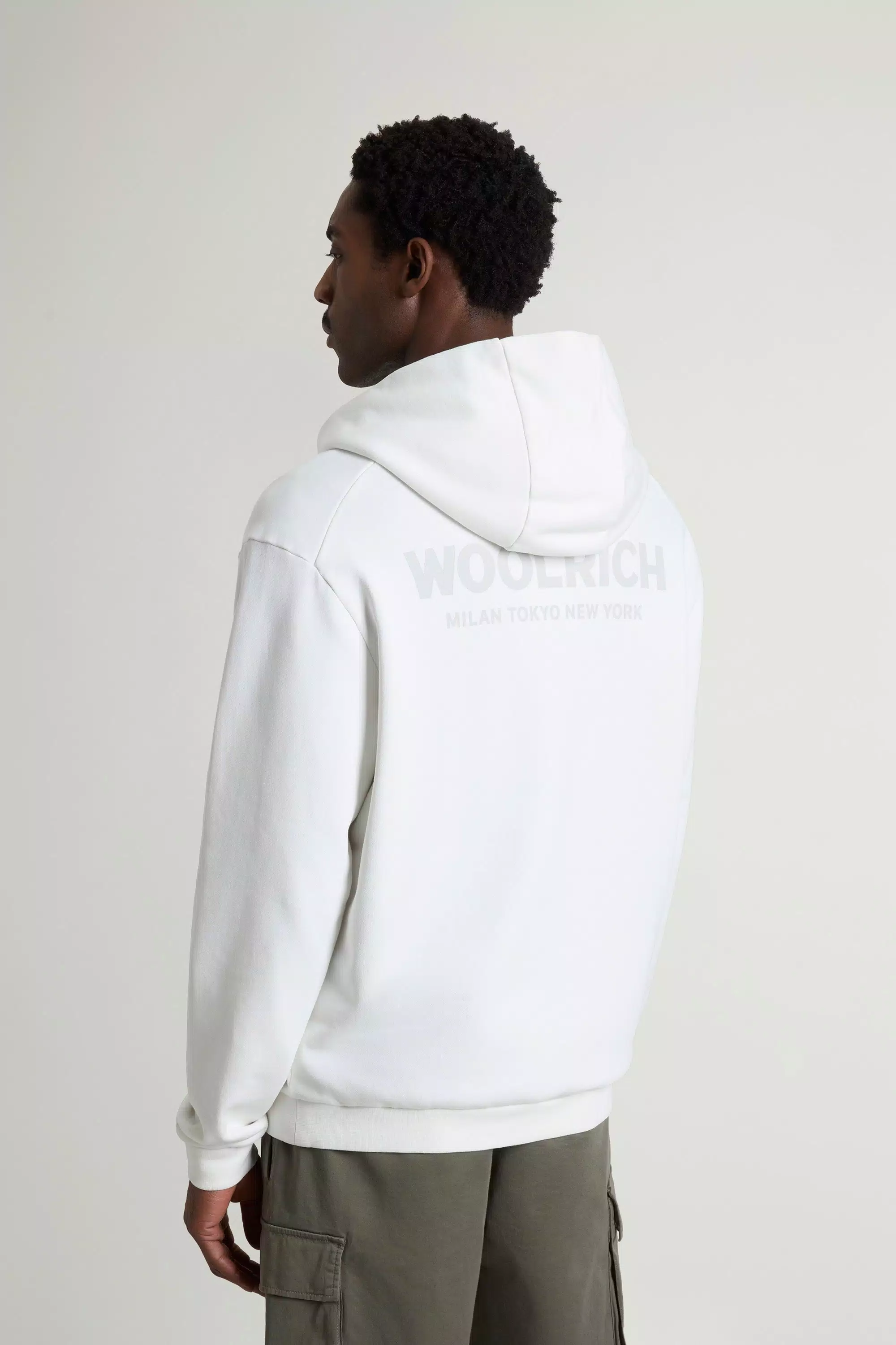 Sudadera de Algodón Puro con Logotipo Macro en la Espalda - Blanco Ártico