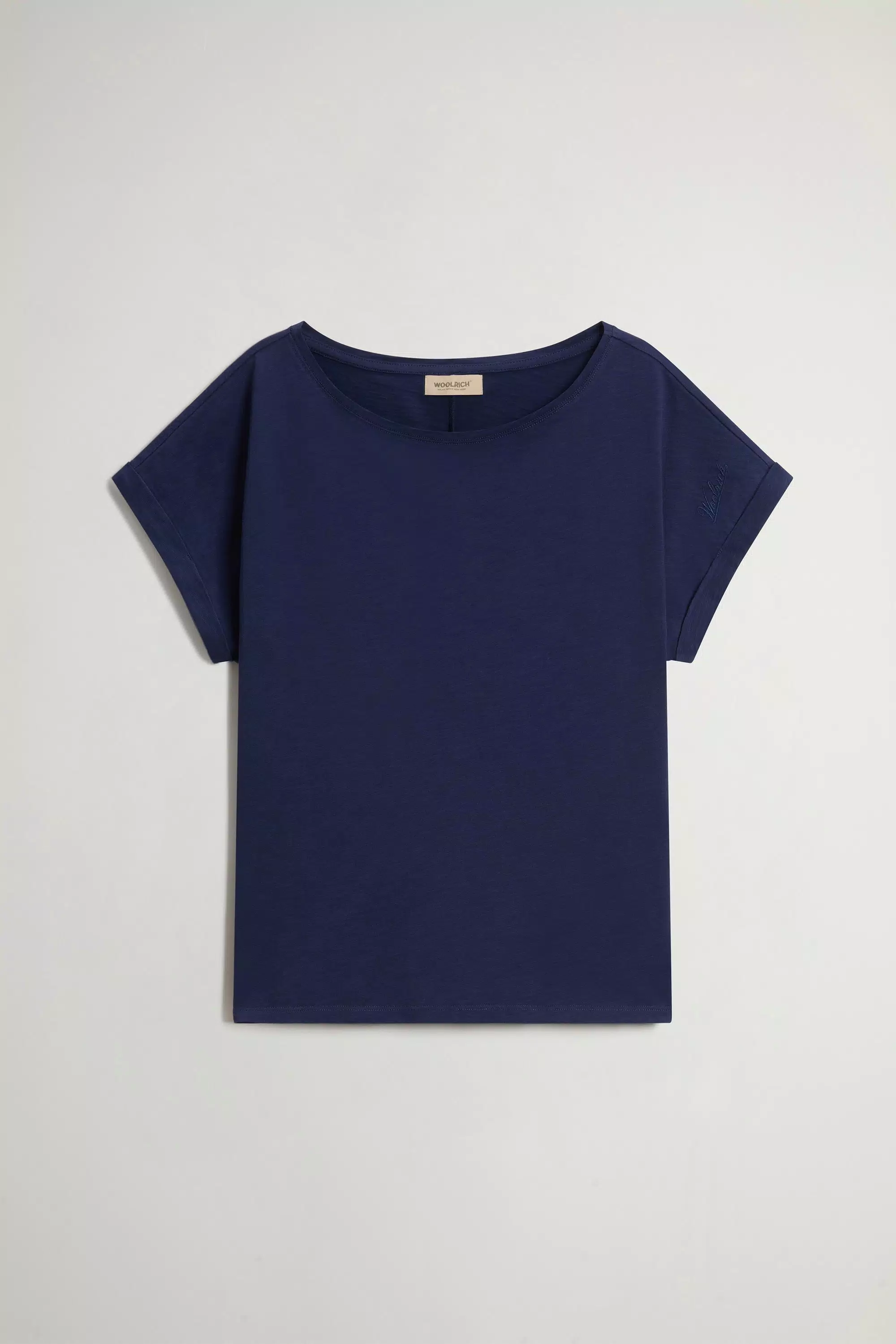 Camiseta de tejido de algodón puro con textura slub - Azul marino