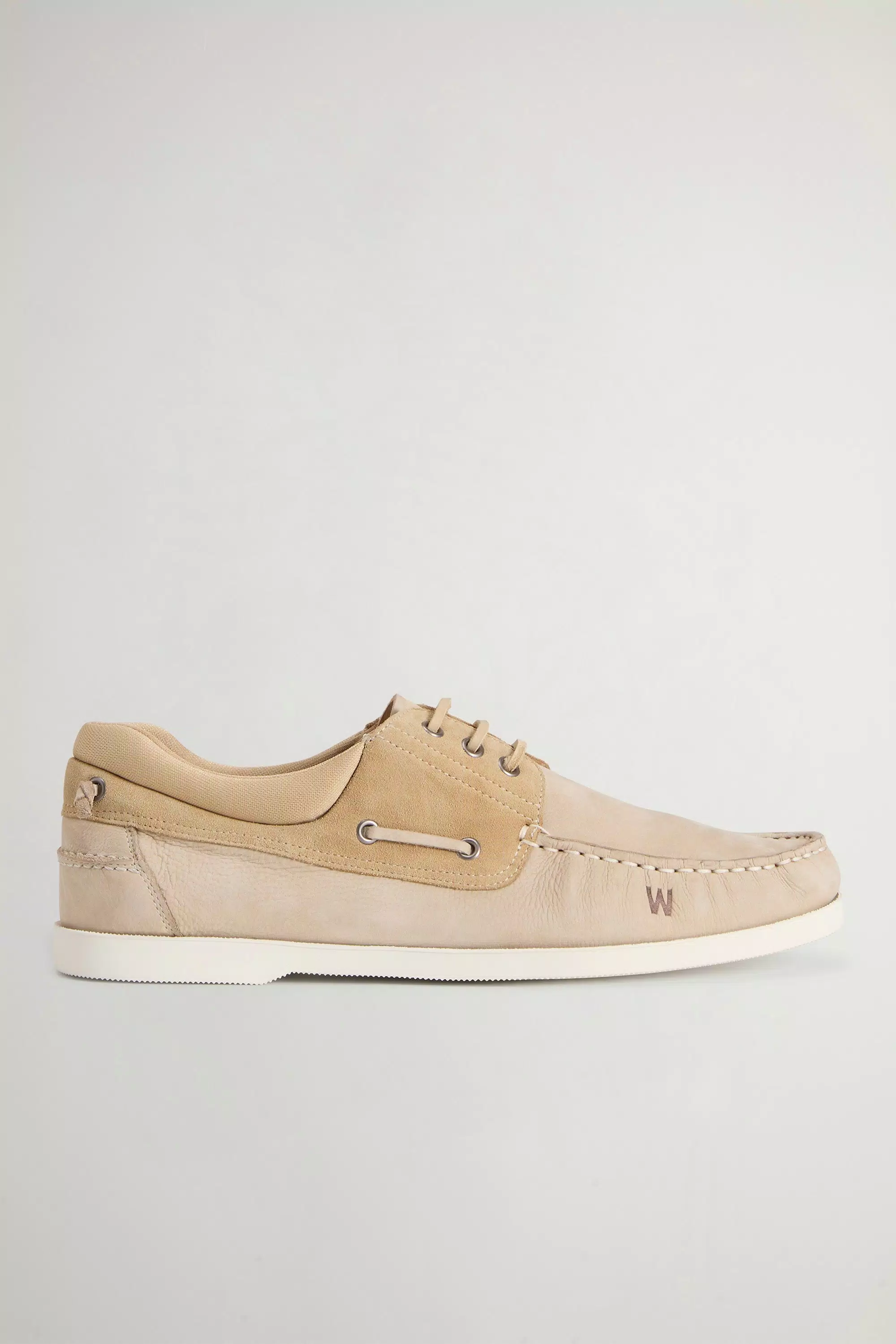 Zapatillas de barco en mezcla de nubuck y ante - Beige