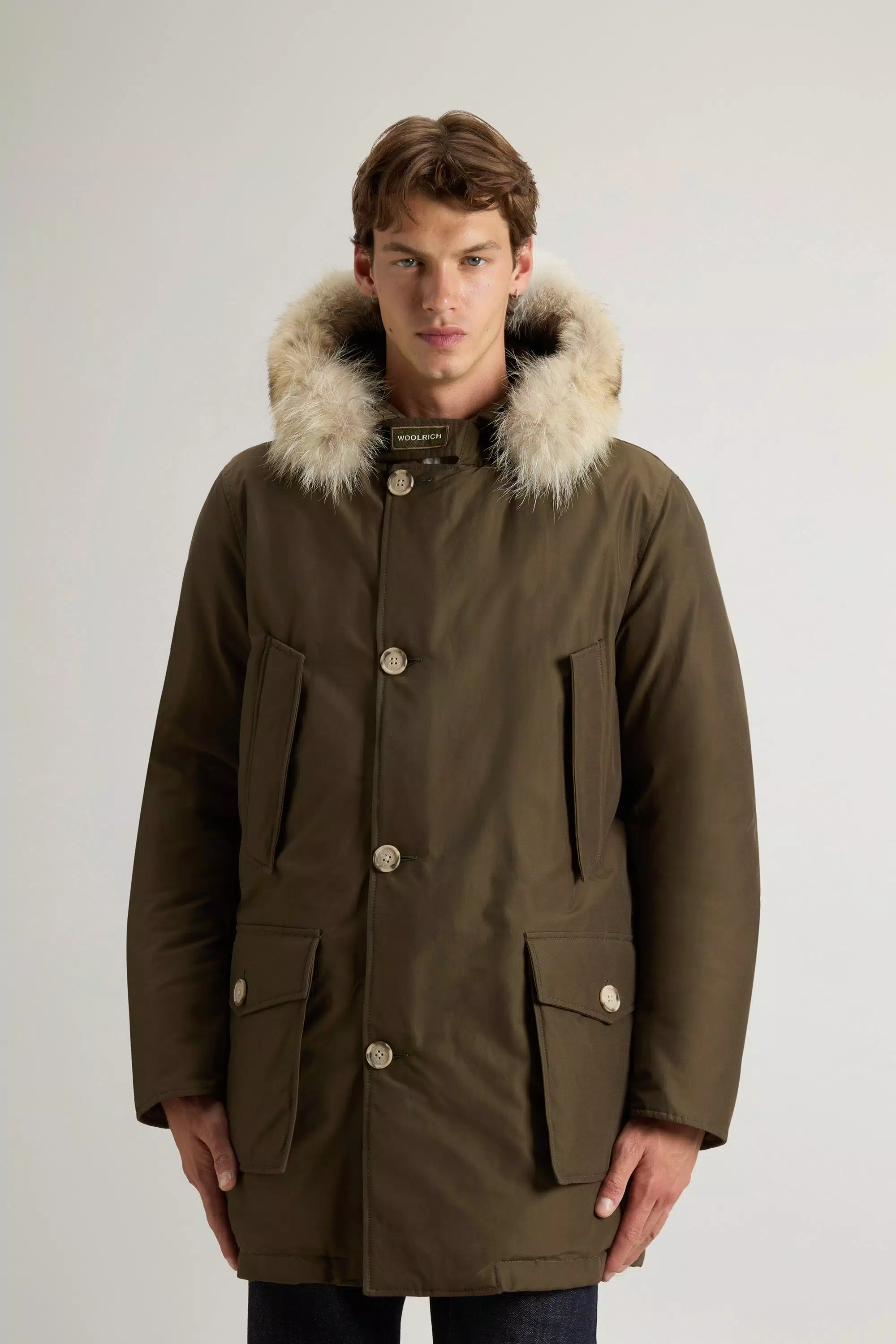 Parka Ártica en Tela Ramar con Borde de Pelo Desmontable - Verde Oscuro