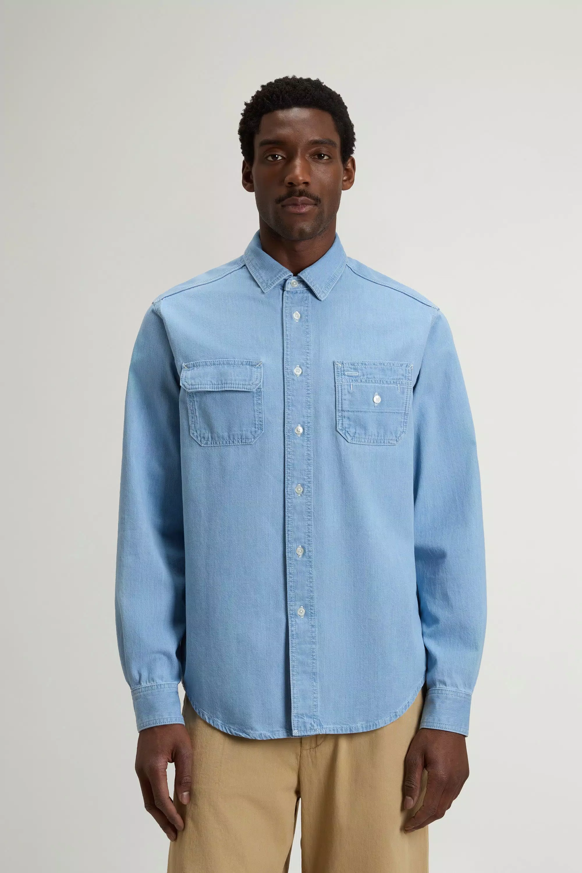Camisa de denim de algodón puro ligero - Azul claro