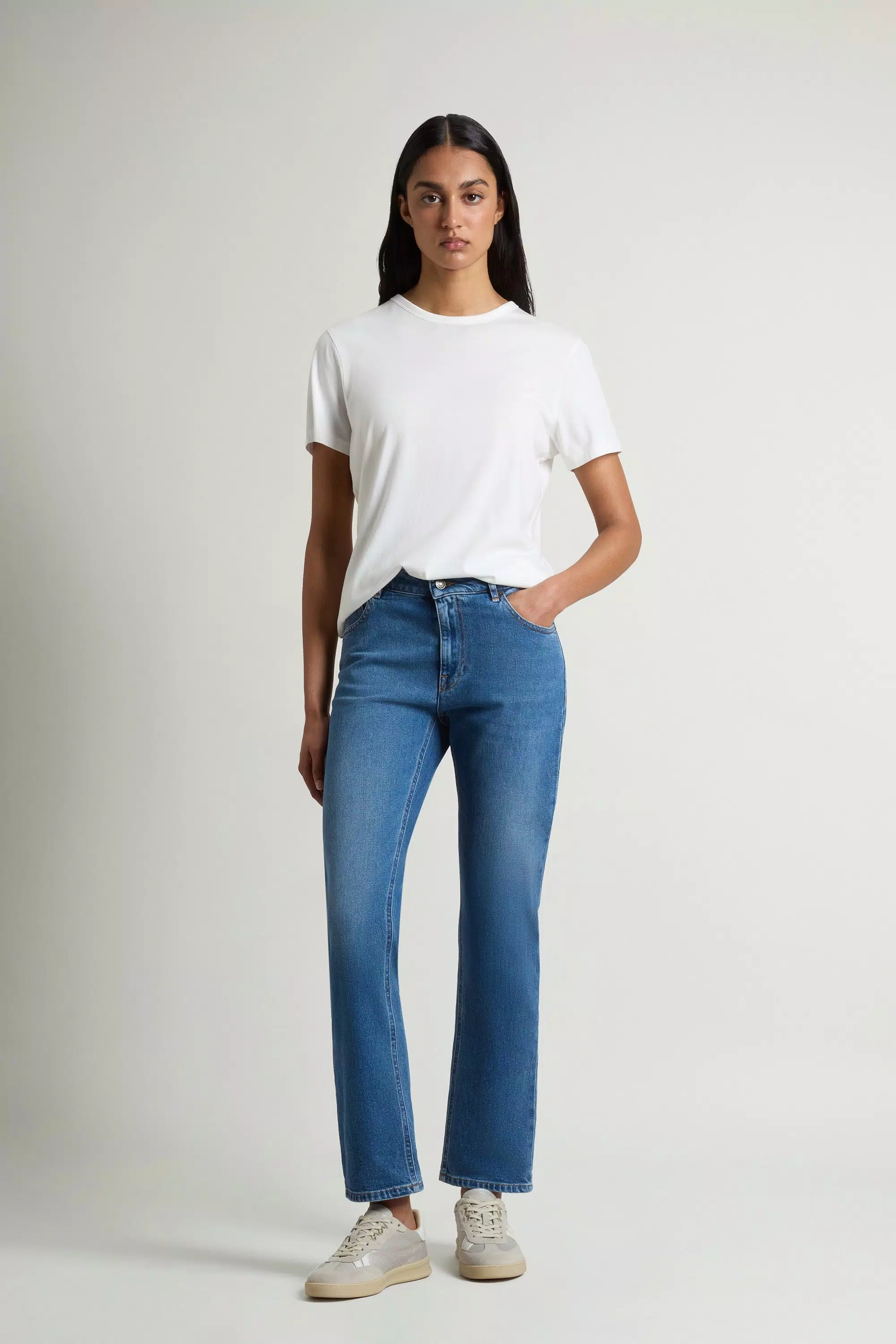 Pantalones vaqueros de cinco bolsillos en denim de algodón elastizado - Lavado piedra
