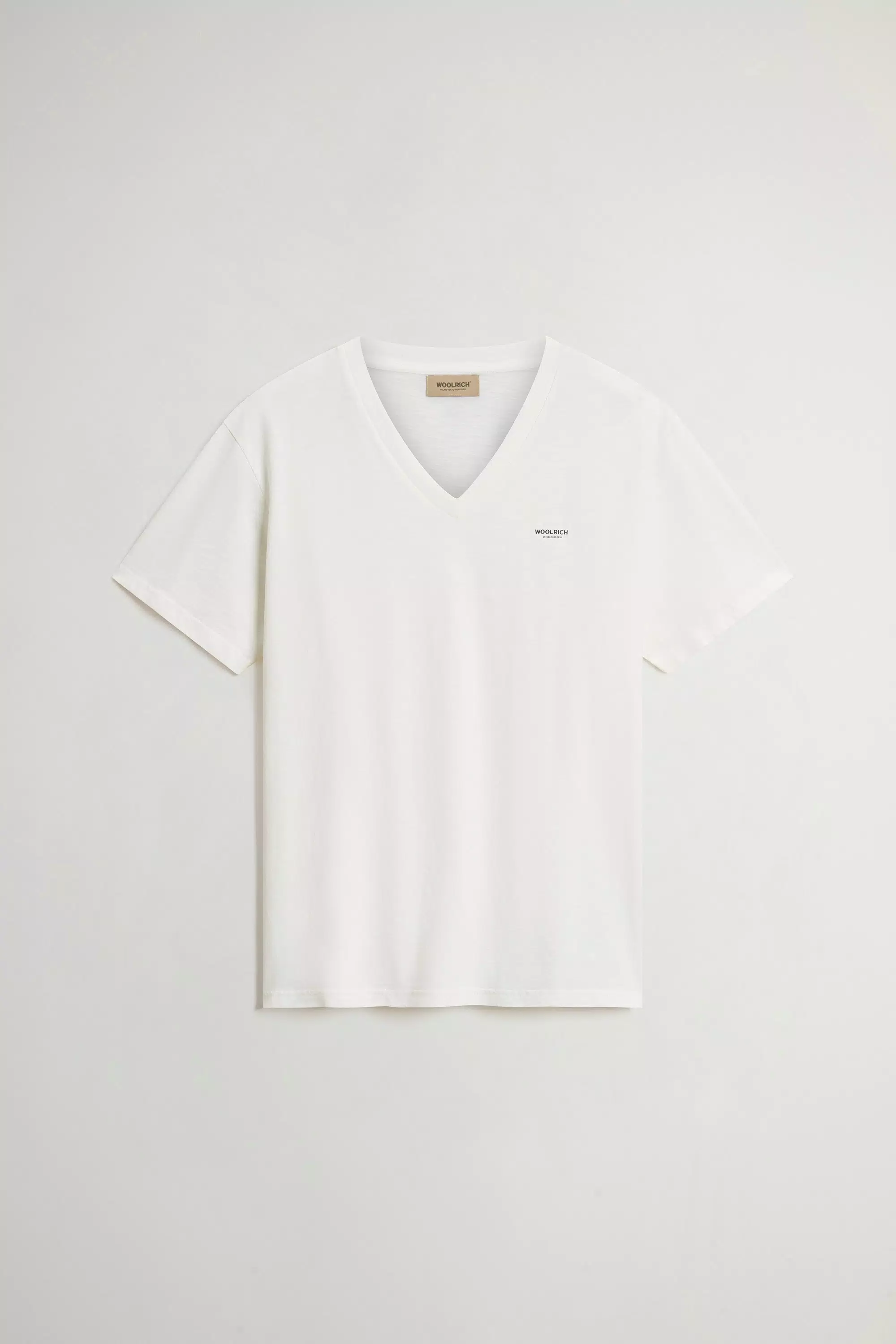 Camiseta de cuello en V con tejido Slub de algodón puro - Blanco Ártico