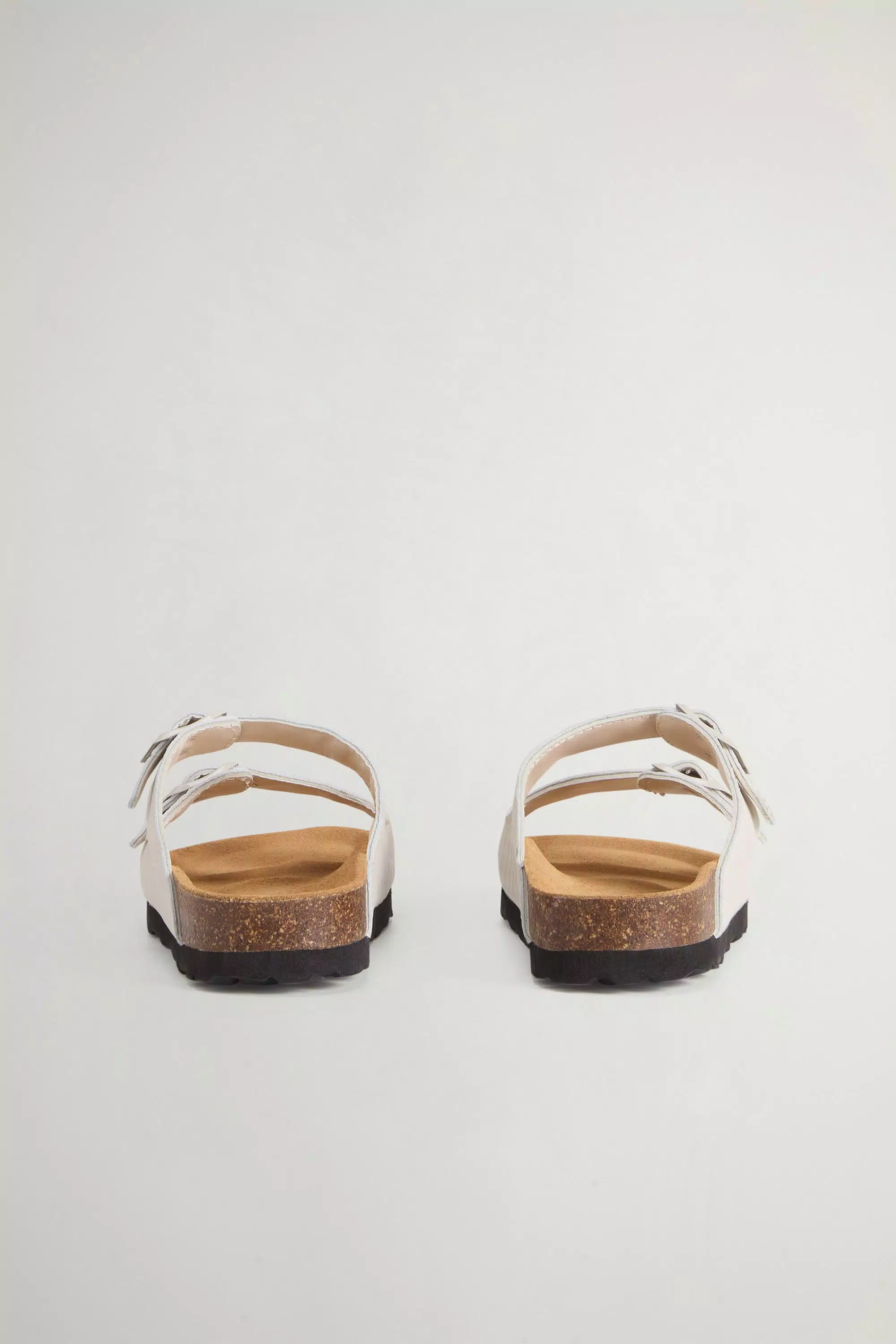 Sandalias de cuero estampado con hebillas - Blanco perla
