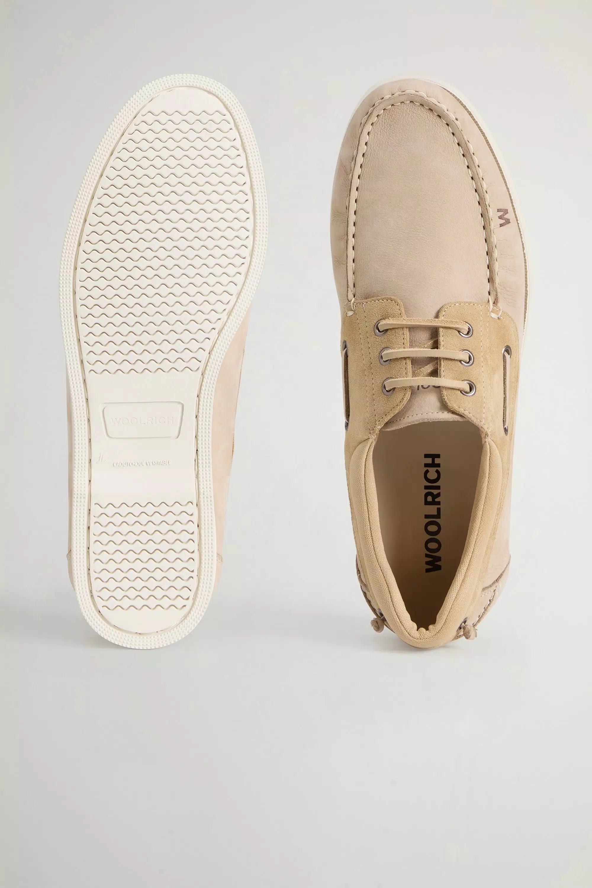 Zapatillas de barco en mezcla de nubuck y ante - Beige