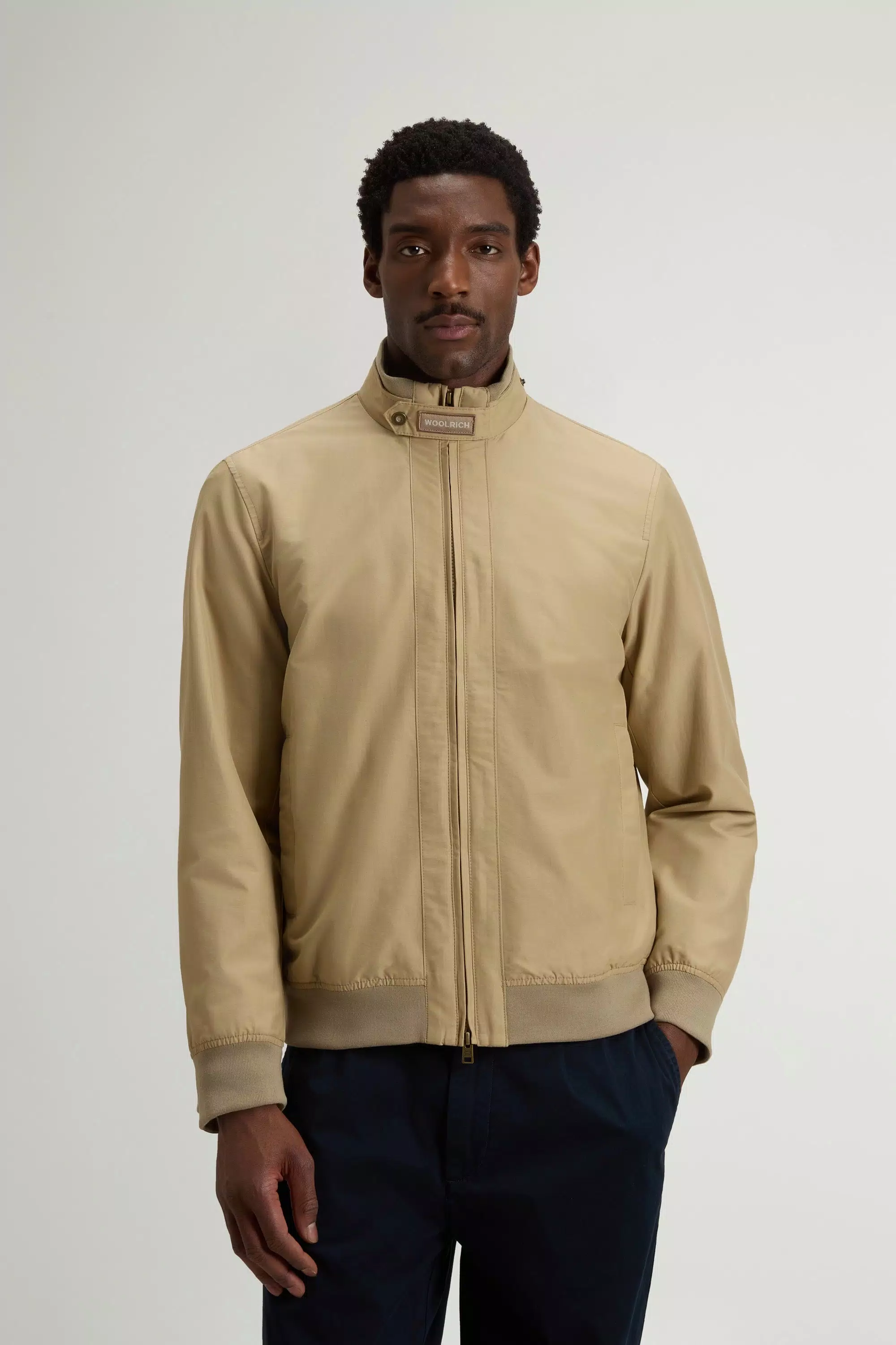 Chaqueta bomber Lewis en tejido de algodón Light Ramar - Travertino