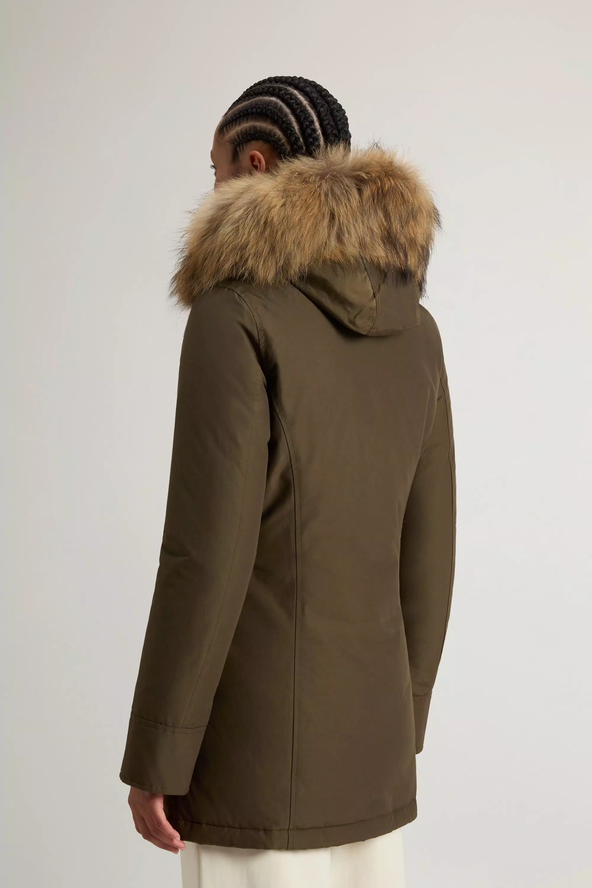 Parka Ártica en Tela Ramar con Borde de Pelo Desmontable - Verde Oscuro