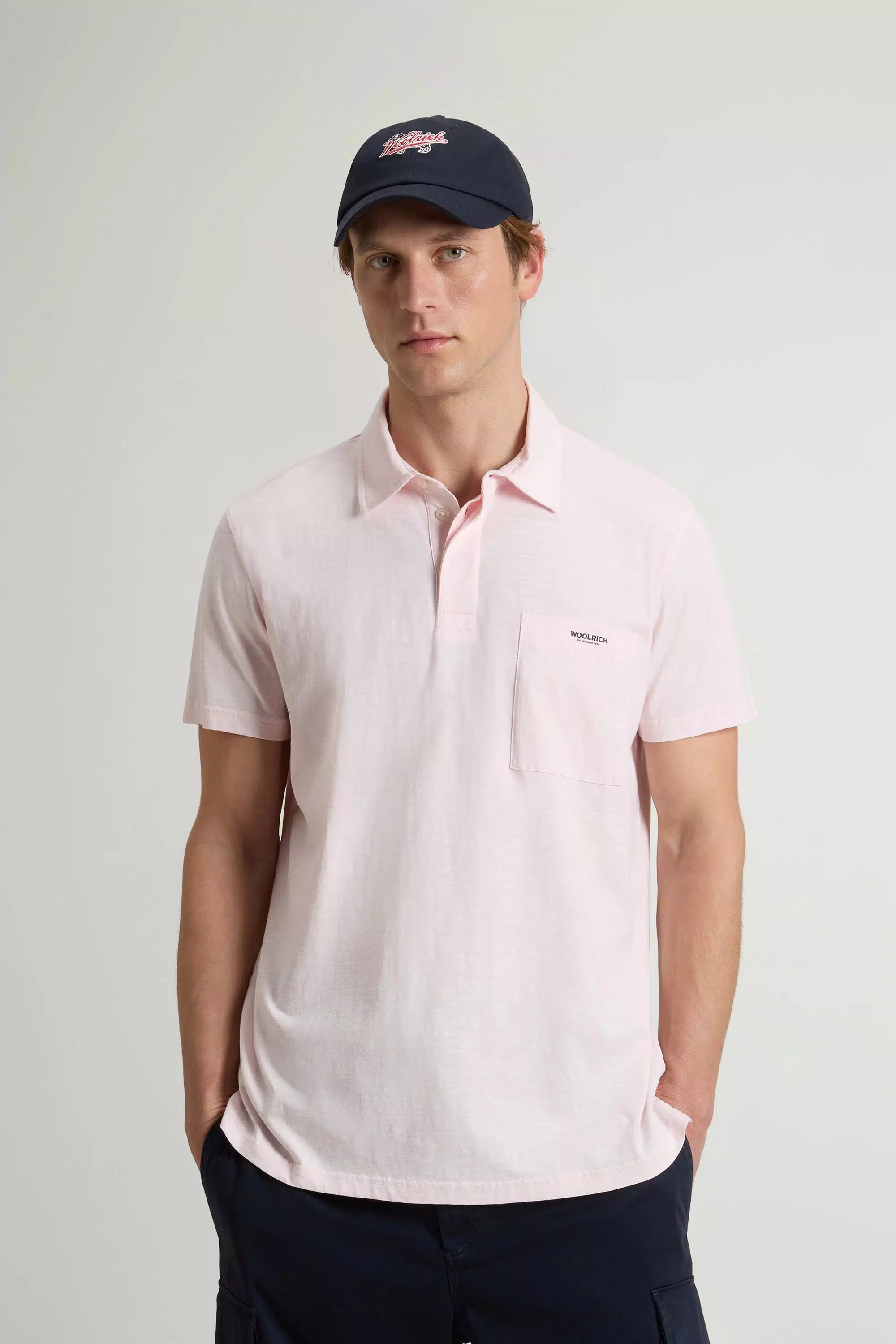 Camiseta Polo Slub de Algodón Puro - Lila Claro