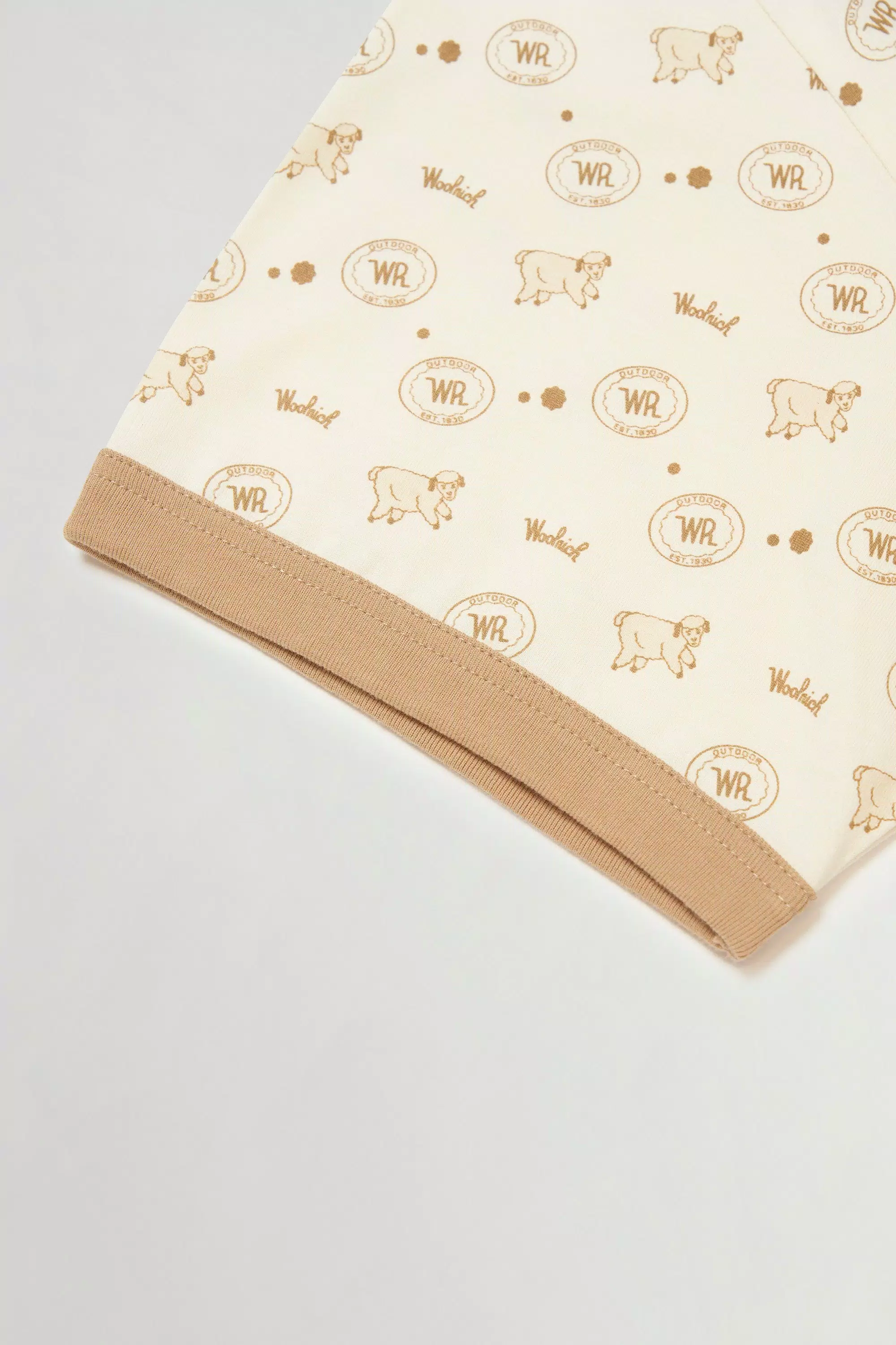 Camiseta Ringer de Algodón Puro Estampado - Beige