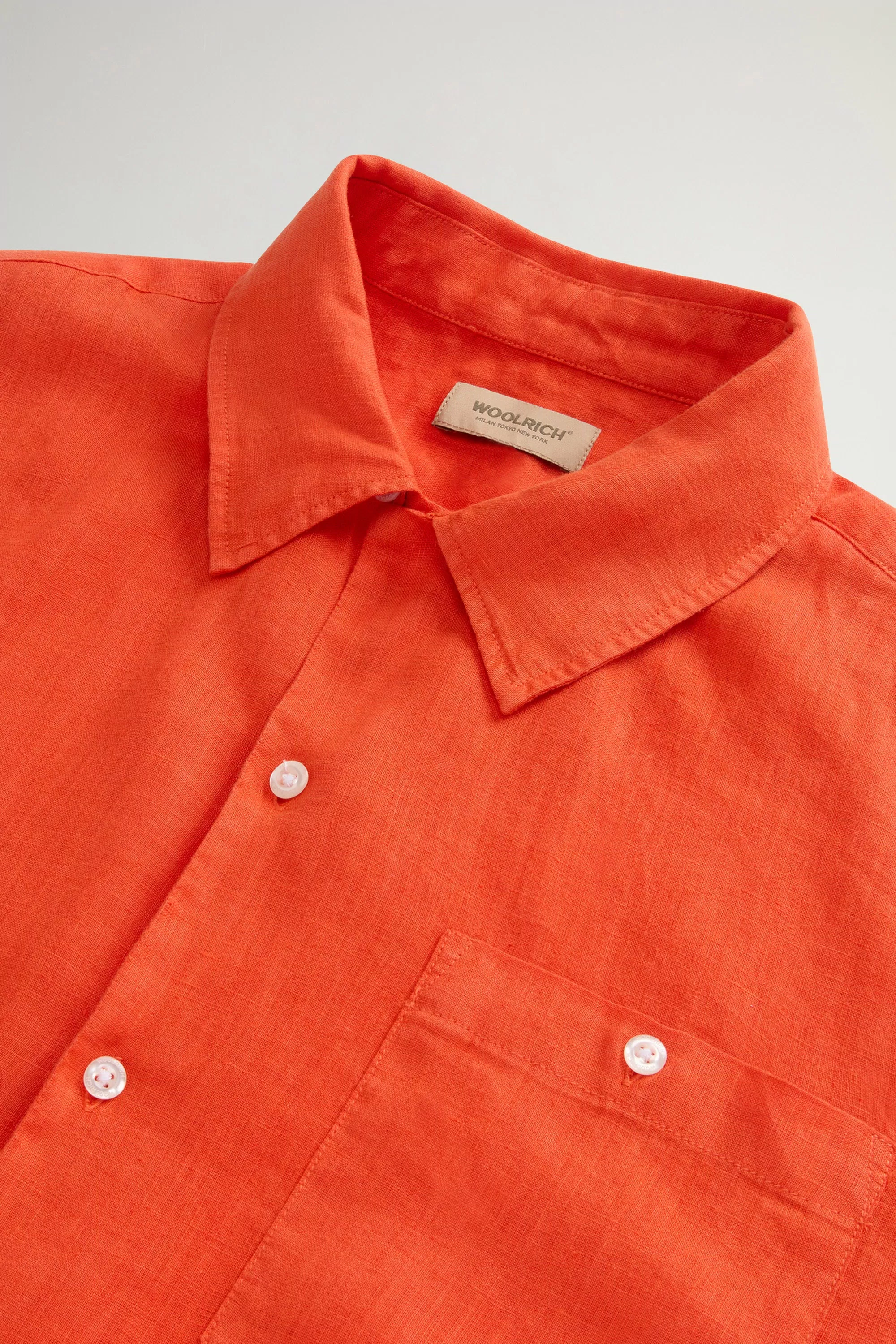Camisa de manga corta teñida en tejido de lino puro - Puré de calabaza