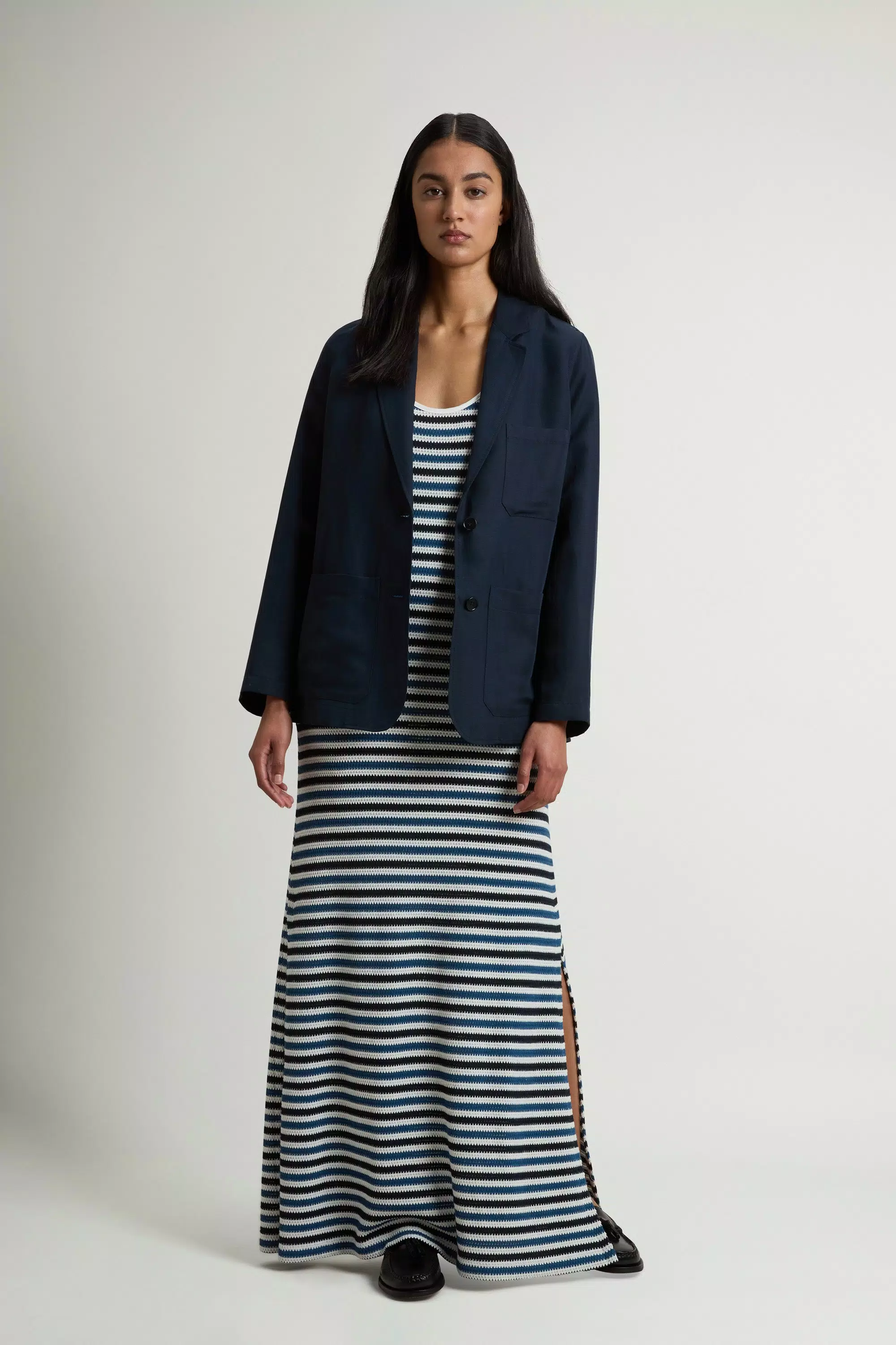 Blazer de Mezcla de Lino - Azul Melton
